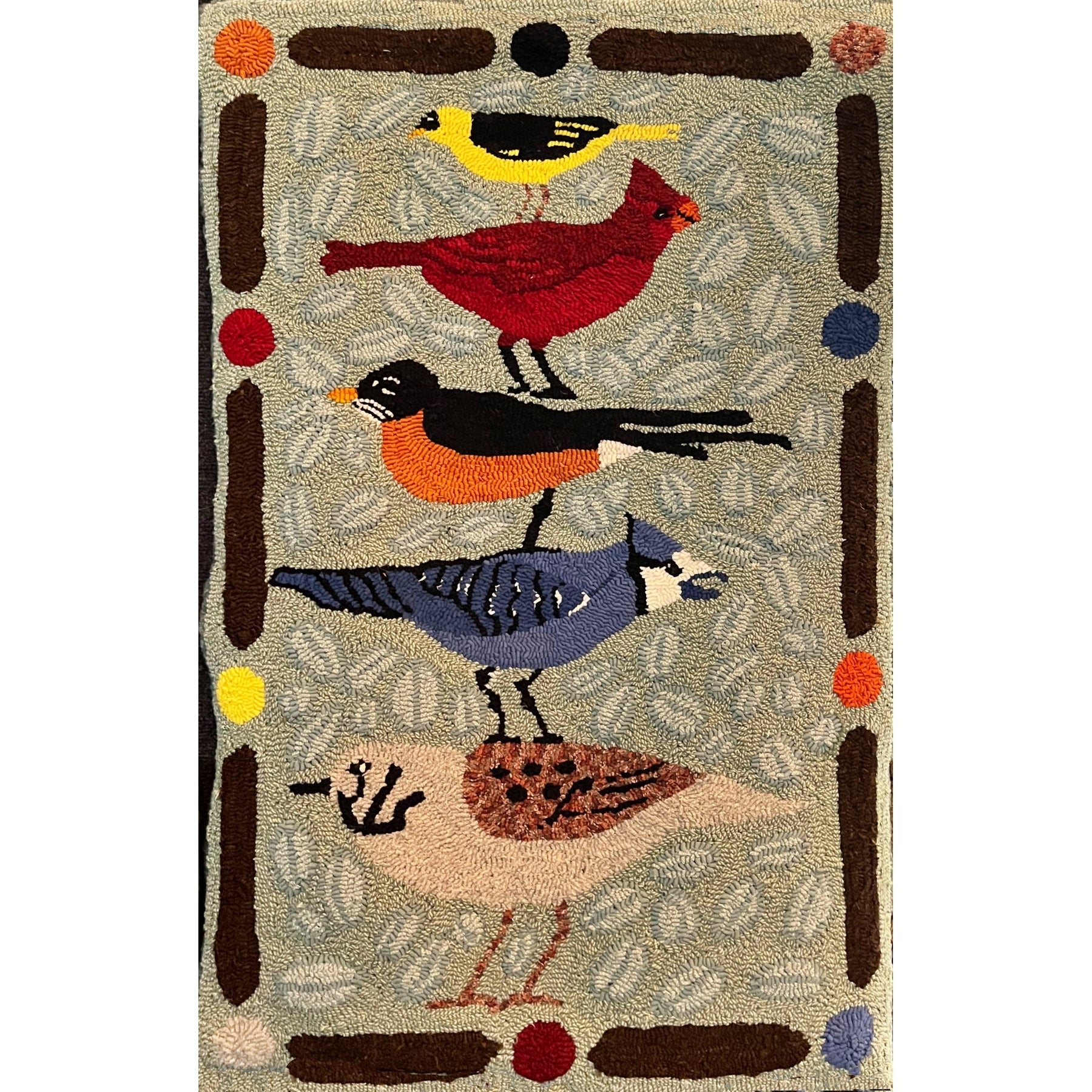 Not of a Feather, rug hooked by Janet Williams