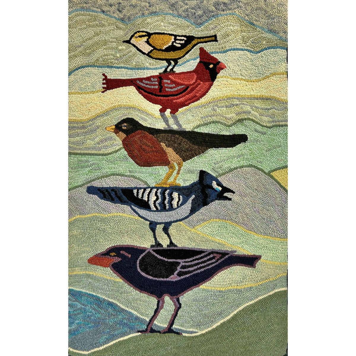 Not of a Feather, rug hooked by Kori Brooks (adapted)