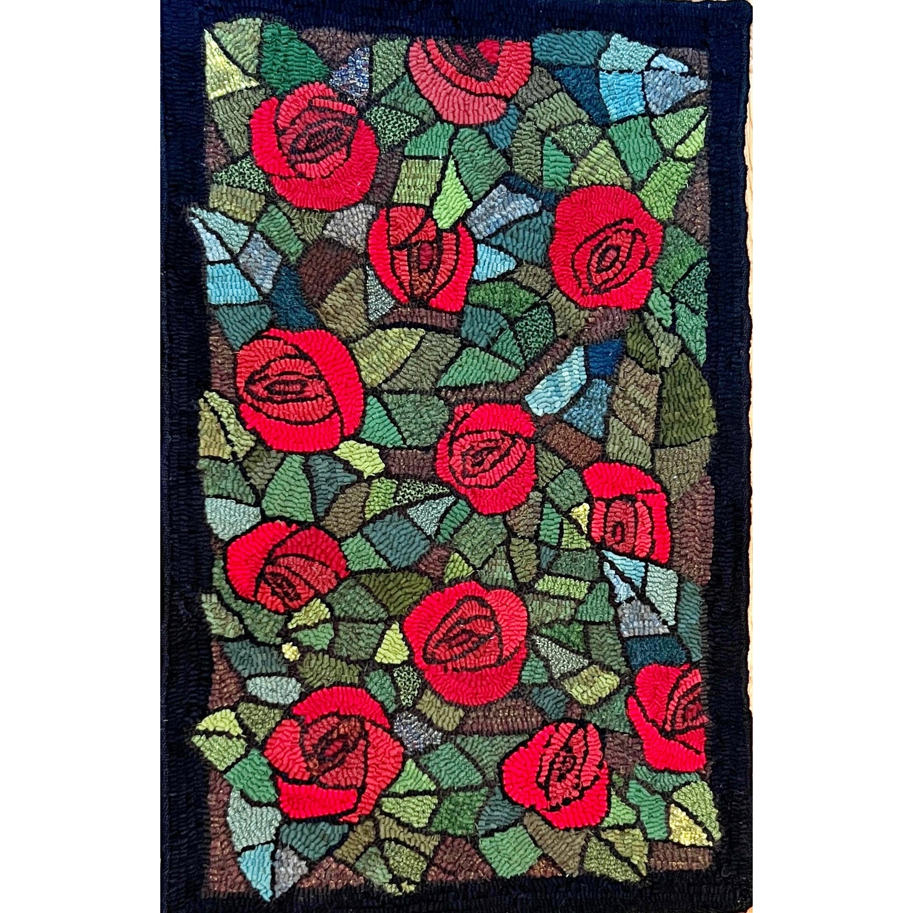 A Dozen Roses, rug hooked by Susan Anderson