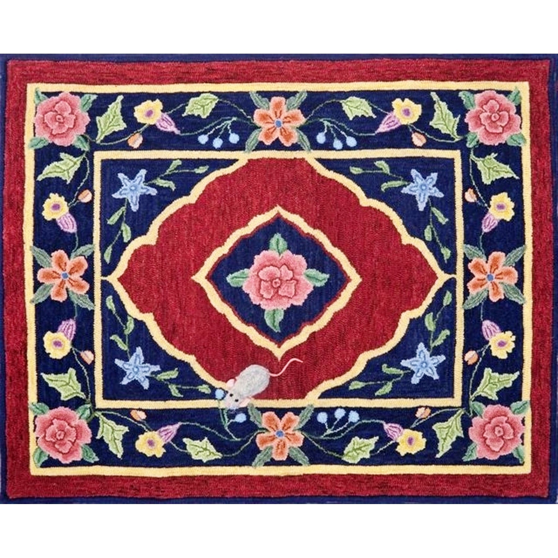 The Berry Eater, rug hooked by John Leonard