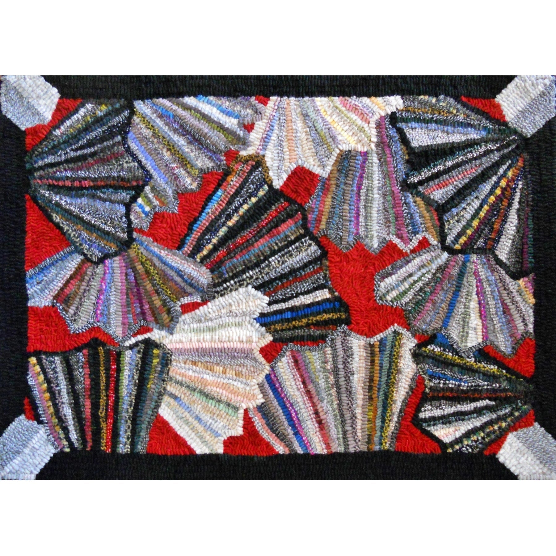 Fan Dance, rug hooked by Kathie Meyers