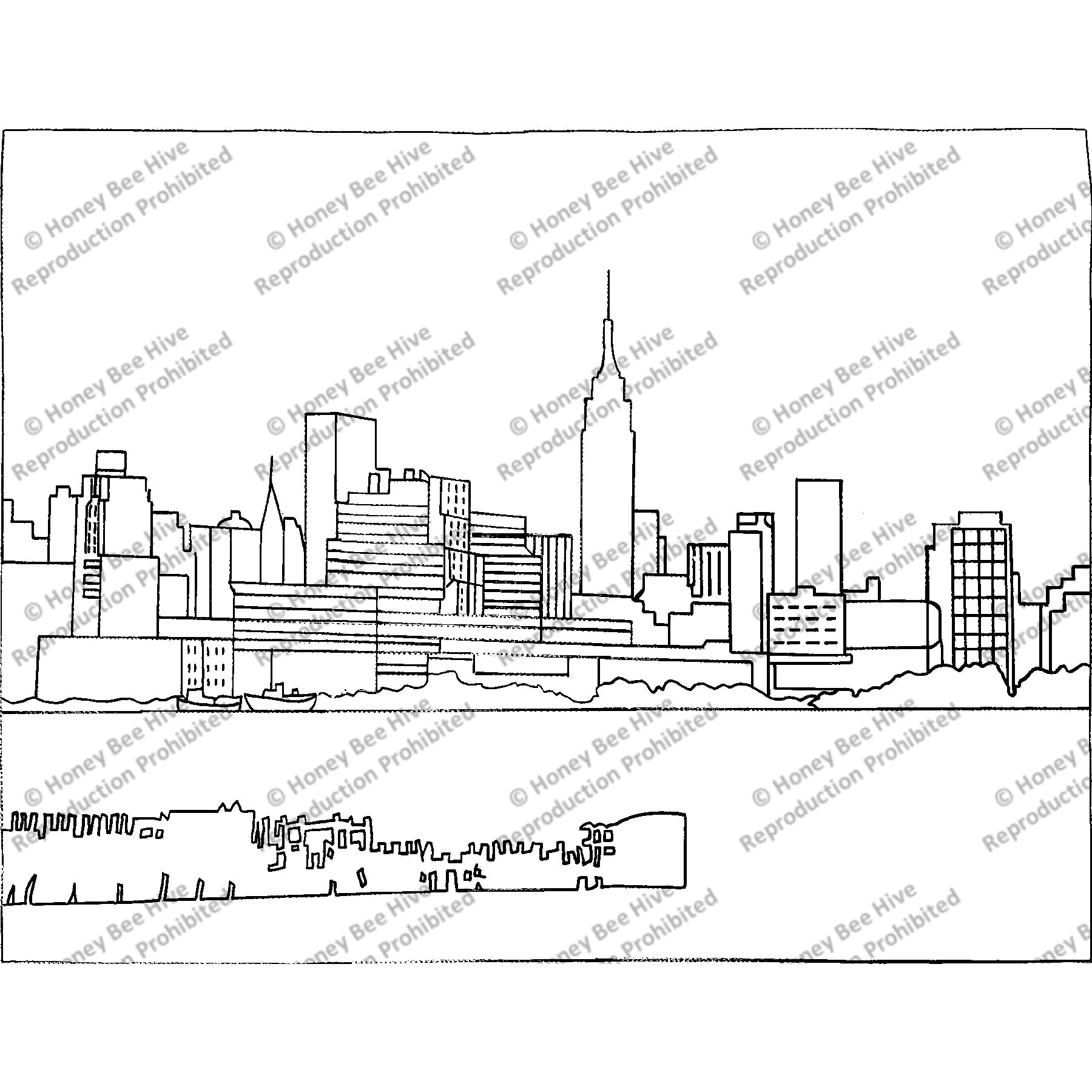 Manhattan Sky From Hoboken, rug hooking pattern