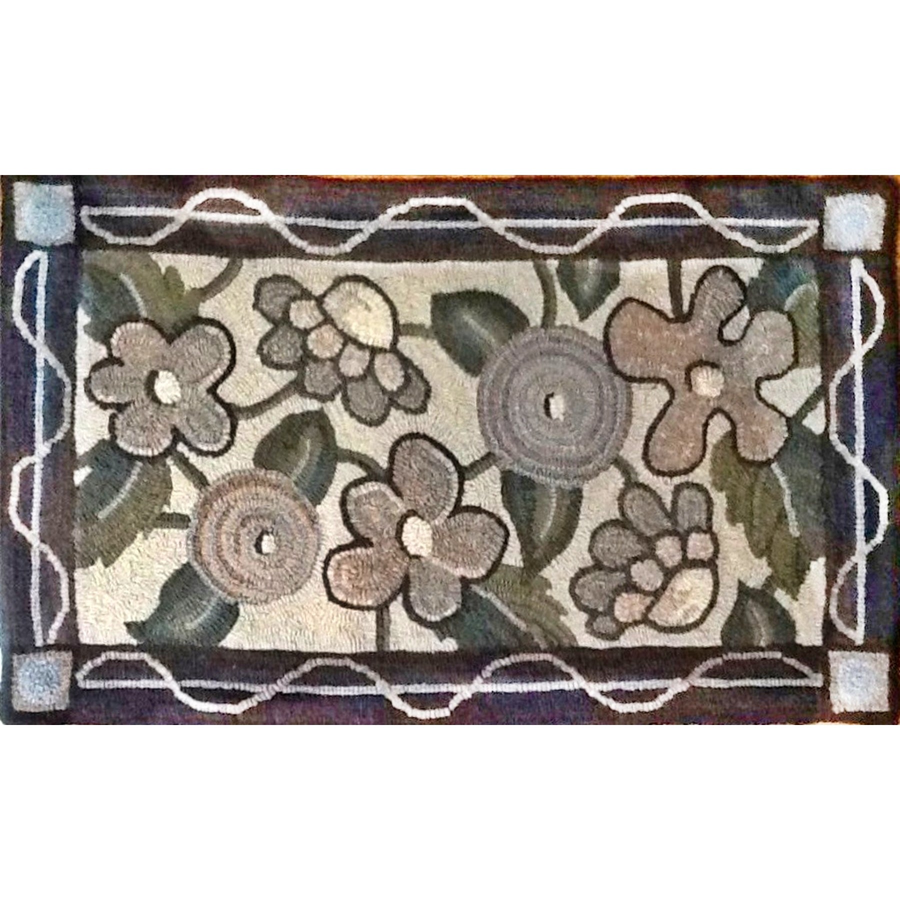 Stephanie's Garden, rug hooked by Linda Powell