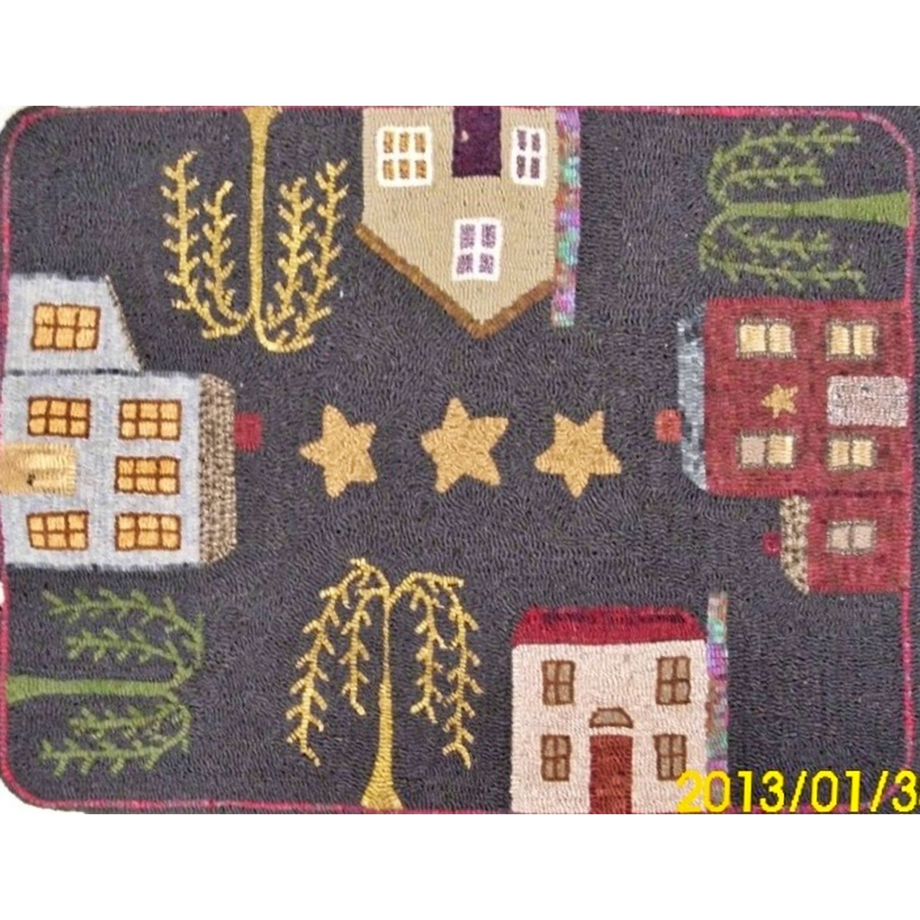 Our Block, rug hooked by Connie Bradley