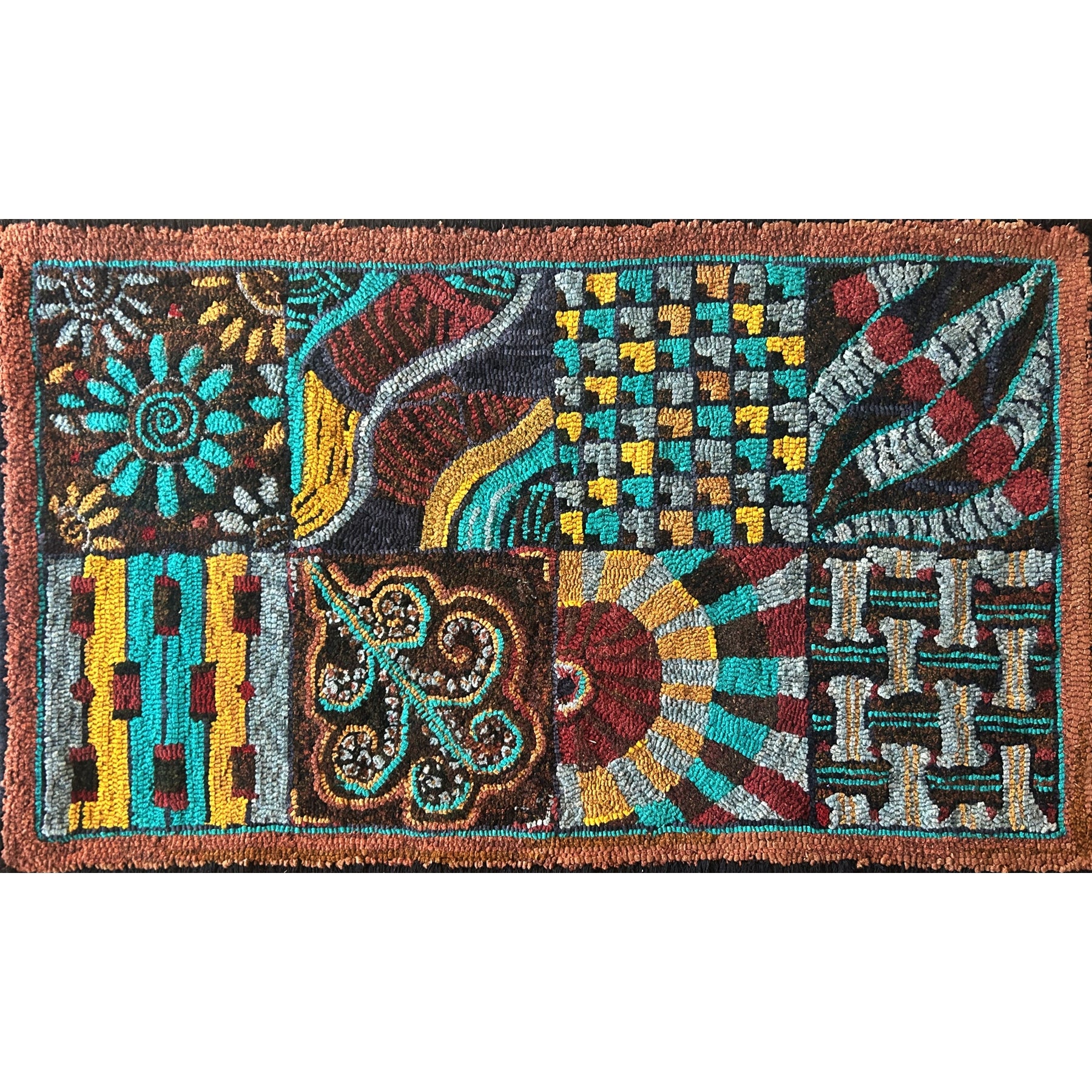 Zentangle Quilt, rug hooked by Robin Hartzog