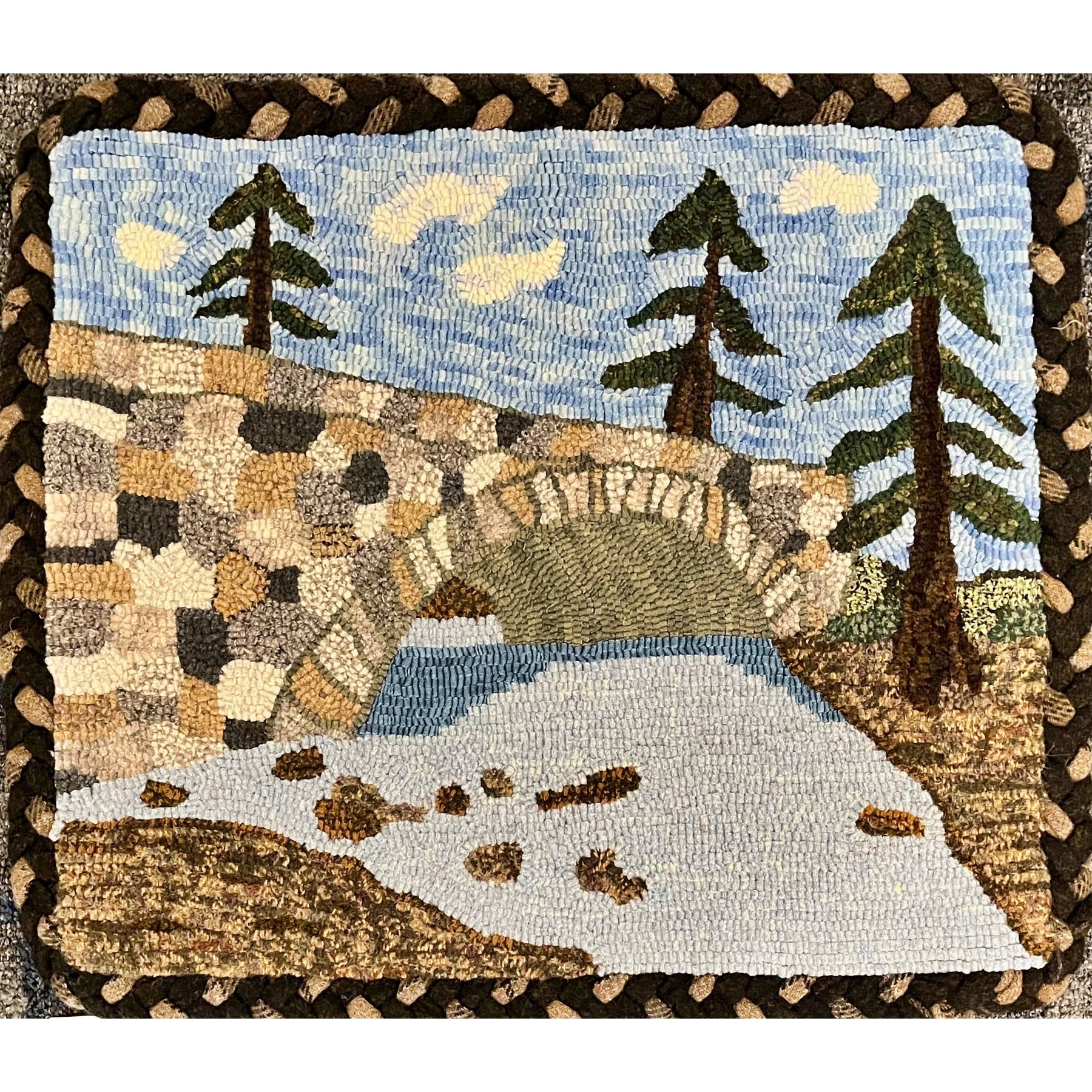 Arched Bridge Yosemite, rug hooked by Kim Scanlon