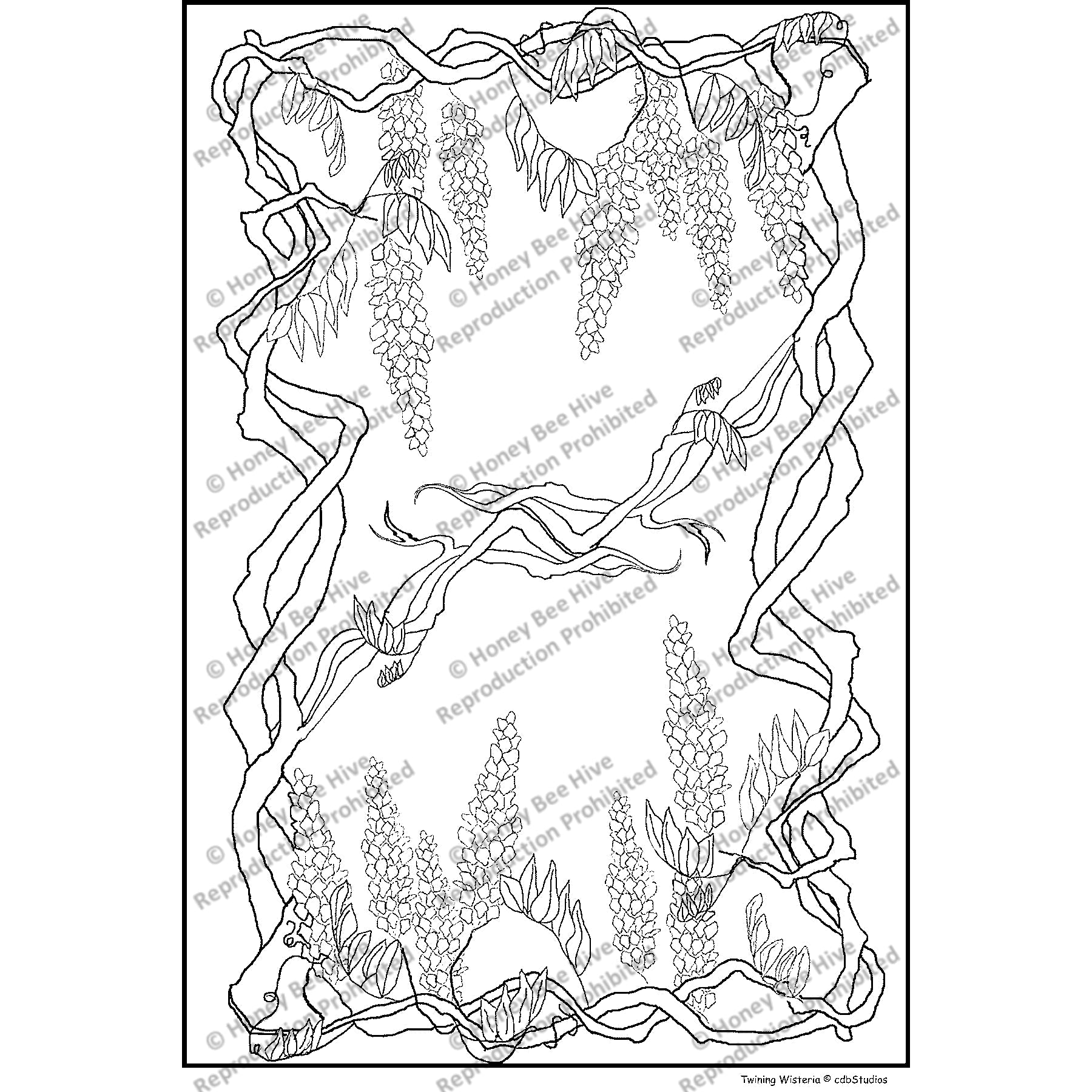 Twining Wisteria, rug hooking pattern