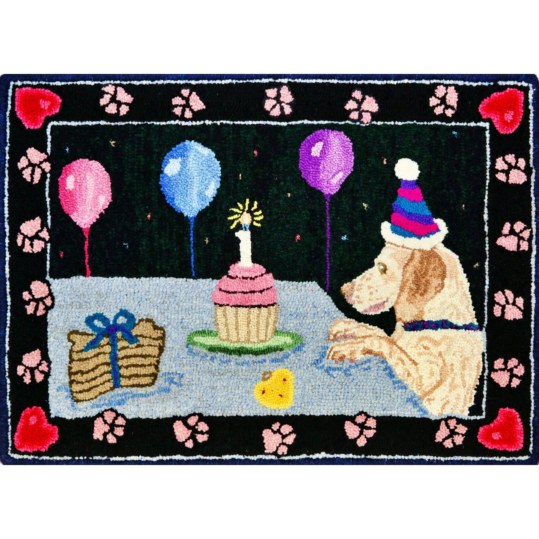 First Birthday, rug hooked by John Leonard