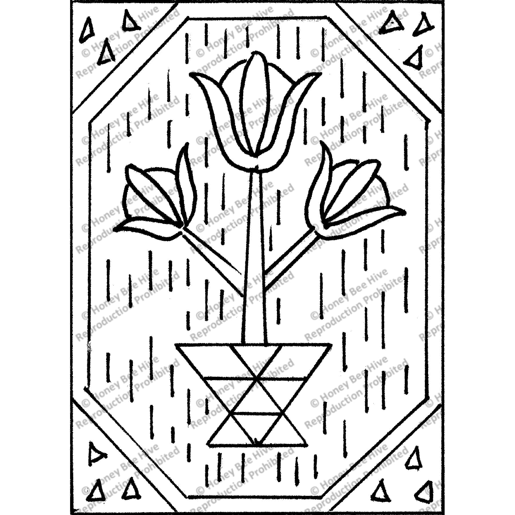 Flower Pot, rug hooking pattern