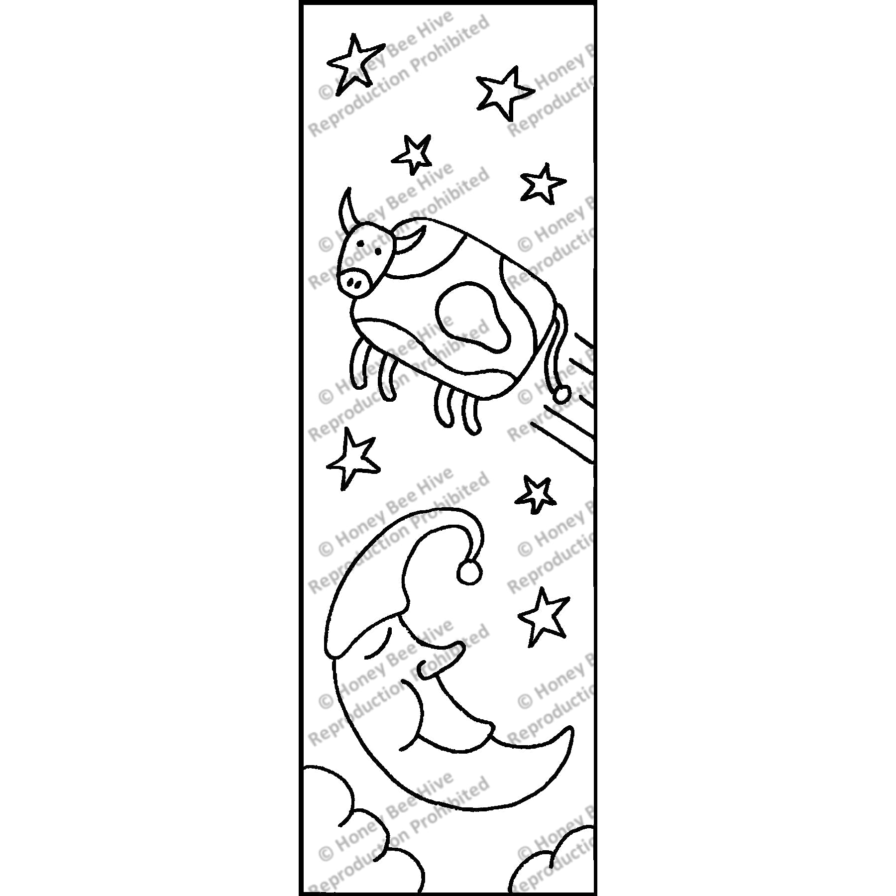 Cow Jumped Over the Moon, rug hooking pattern