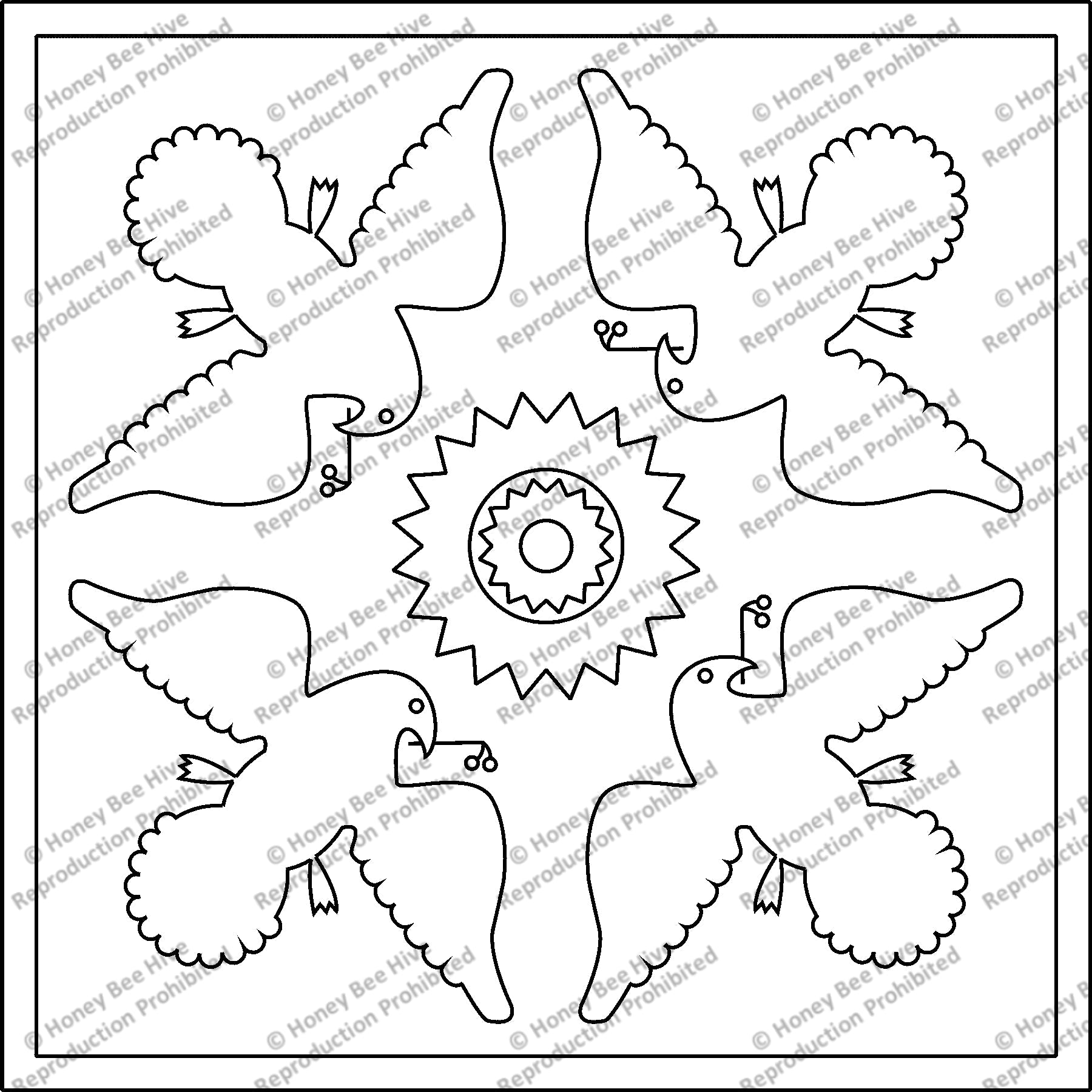 Four Eagles, rug hooking pattern