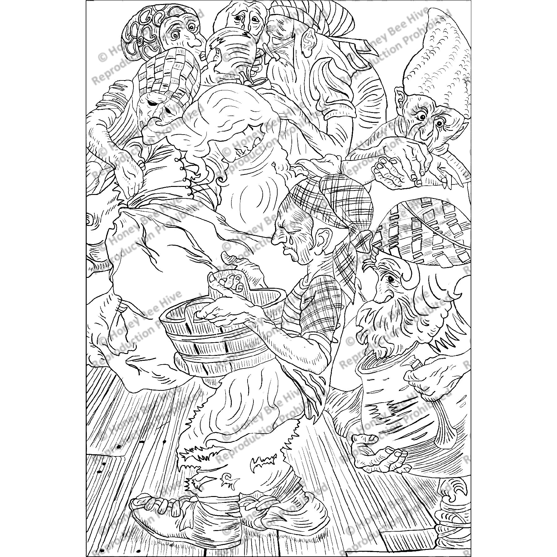 Finding Snowdrop ill. Arthur Rackham, 1909, rug hooking pattern