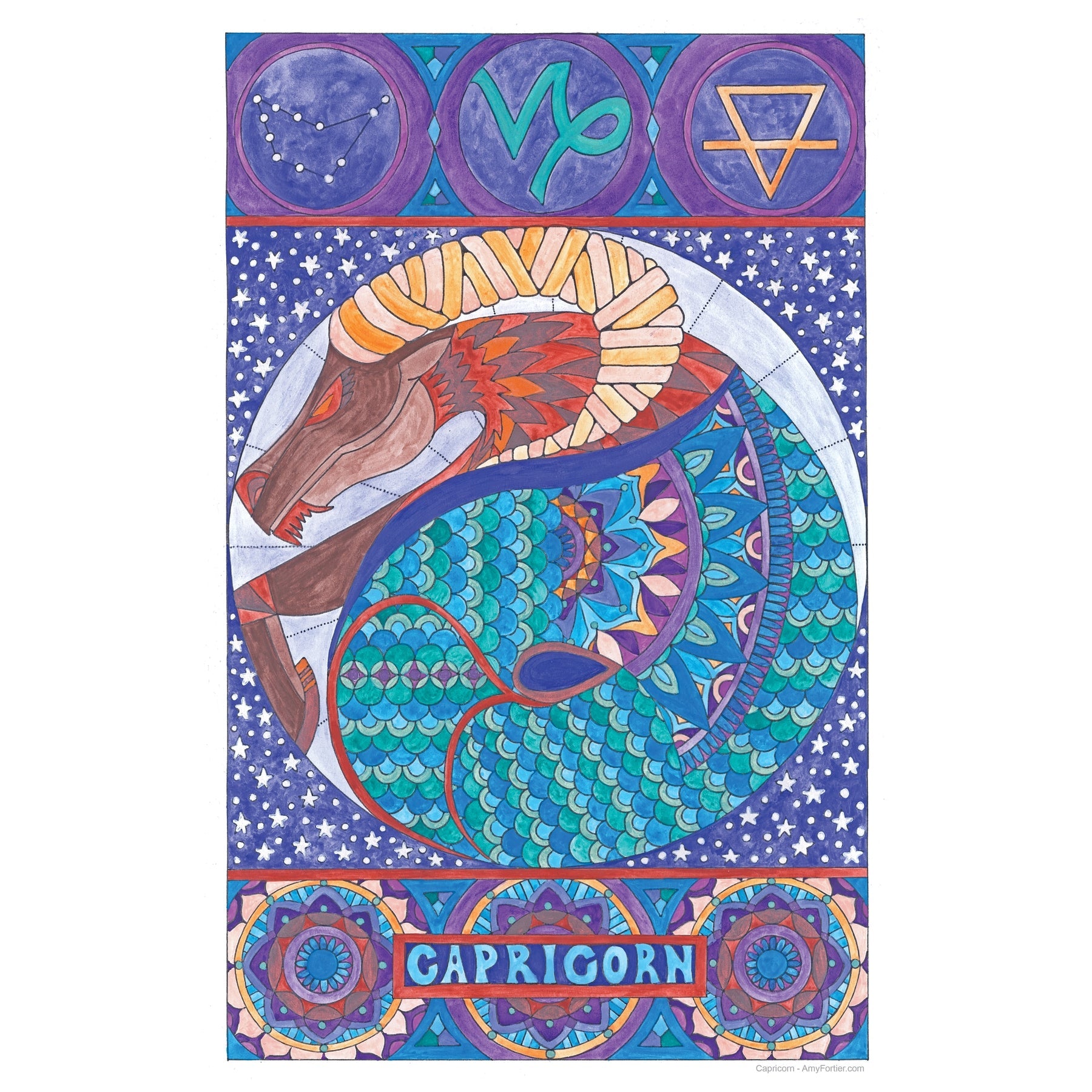 Capricorn, rug hooking pattern