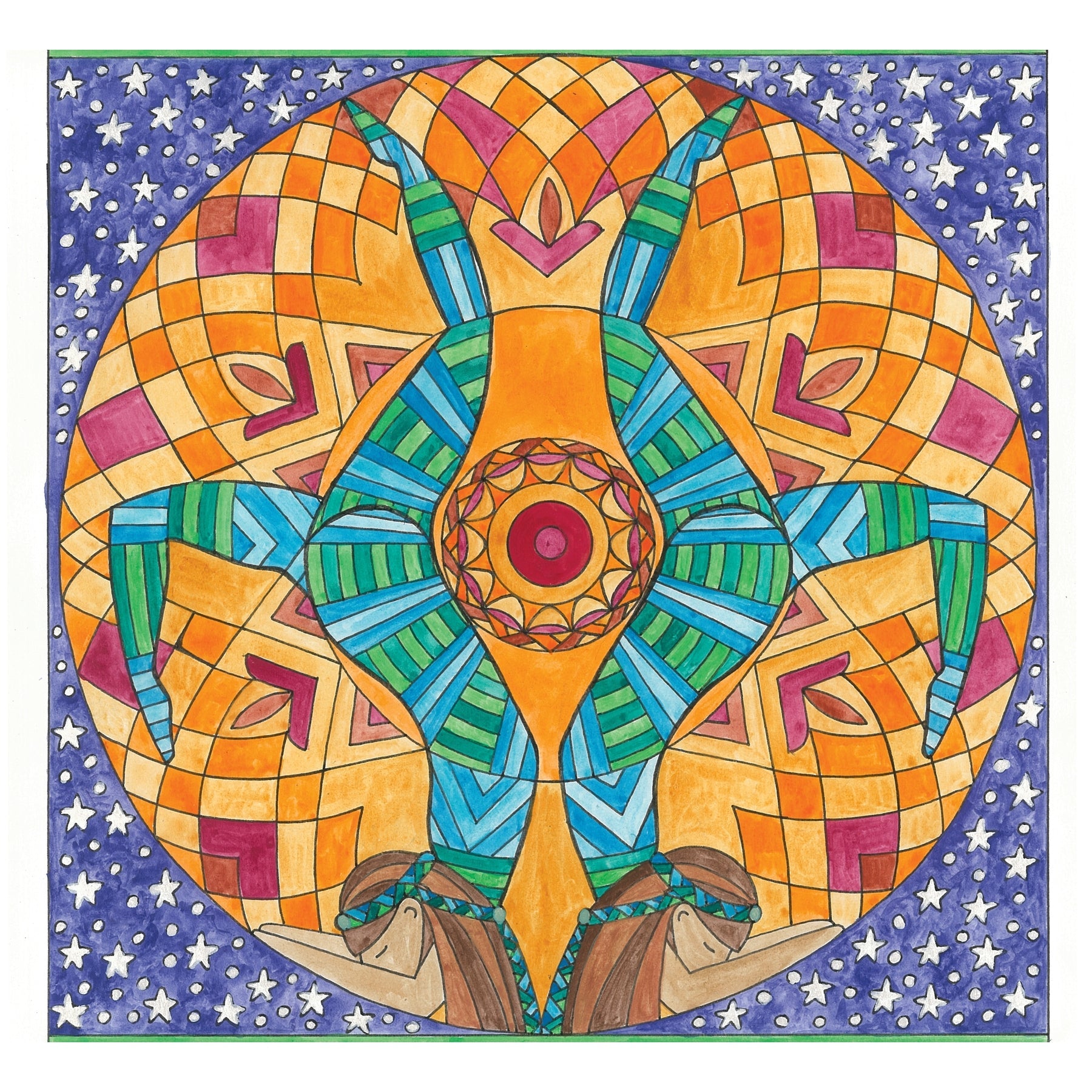 Gemini, rug hooking pattern