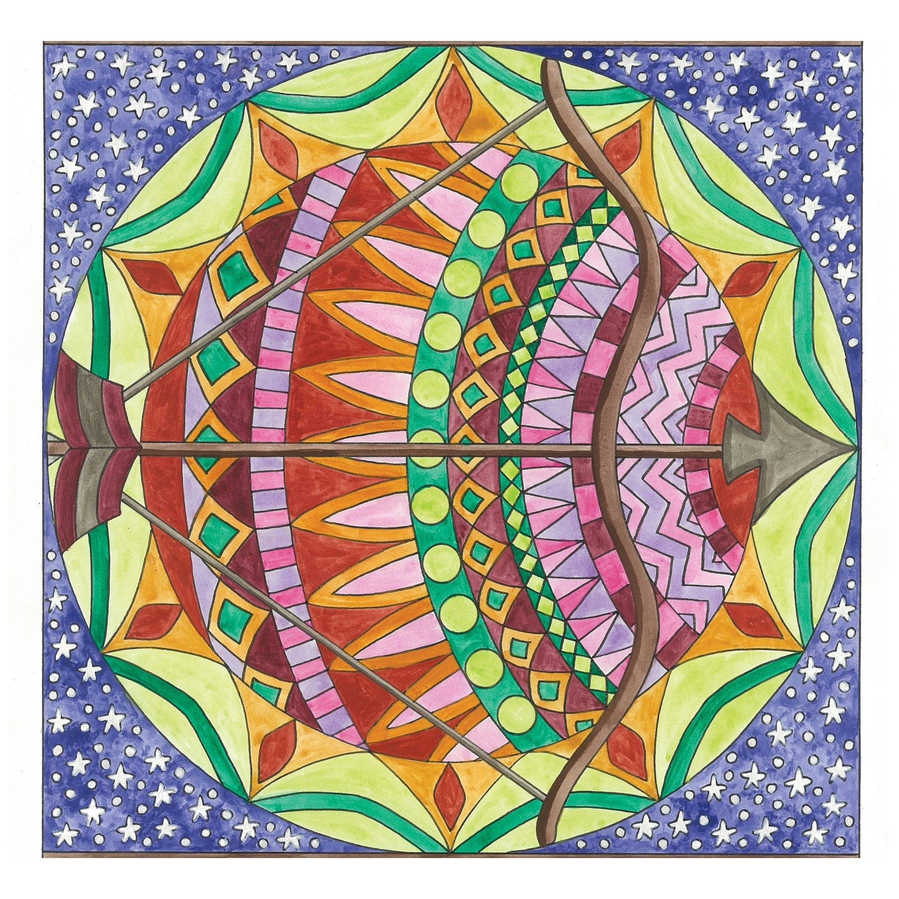 Sagittarius, rug hooking pattern