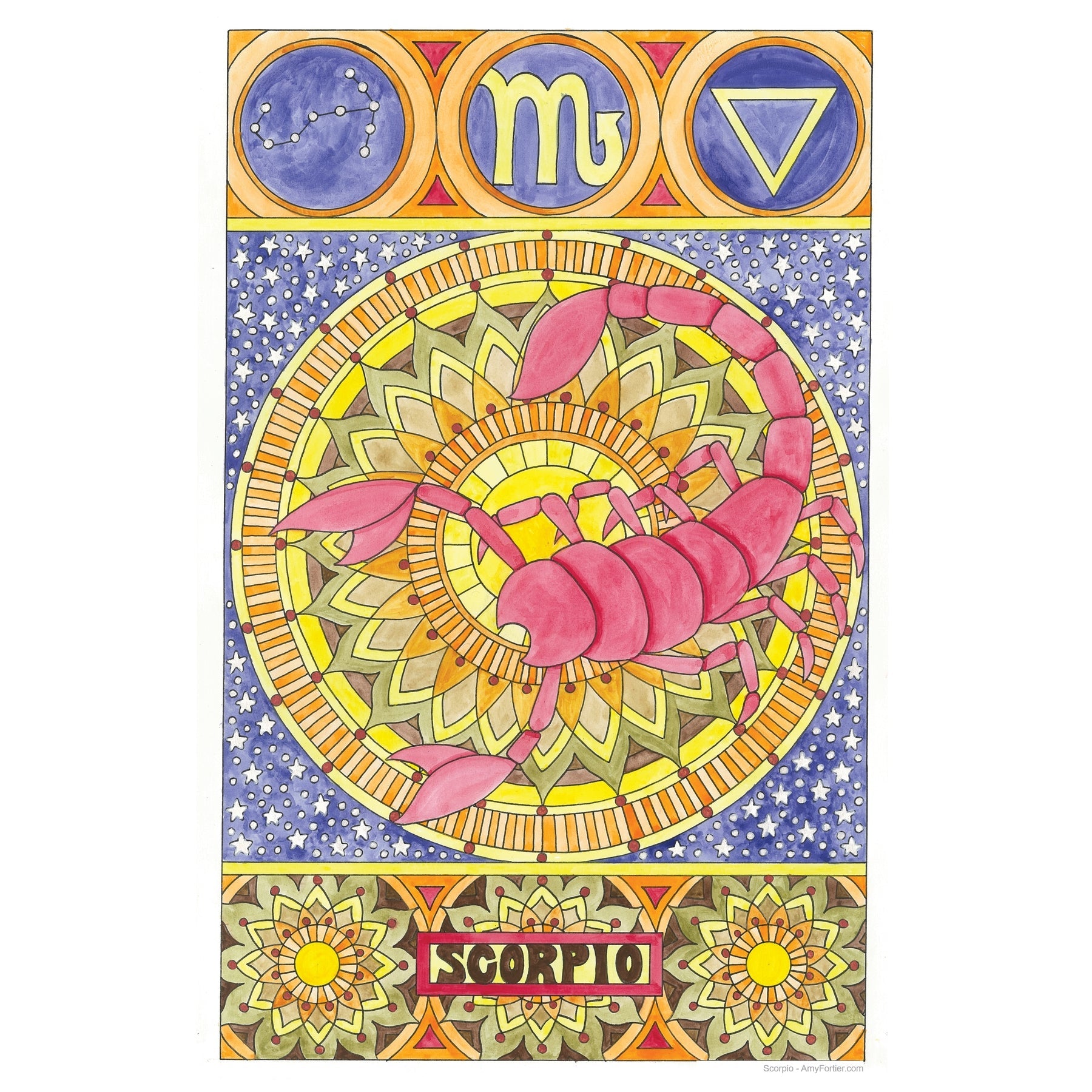 Scorpio, rug hooking pattern