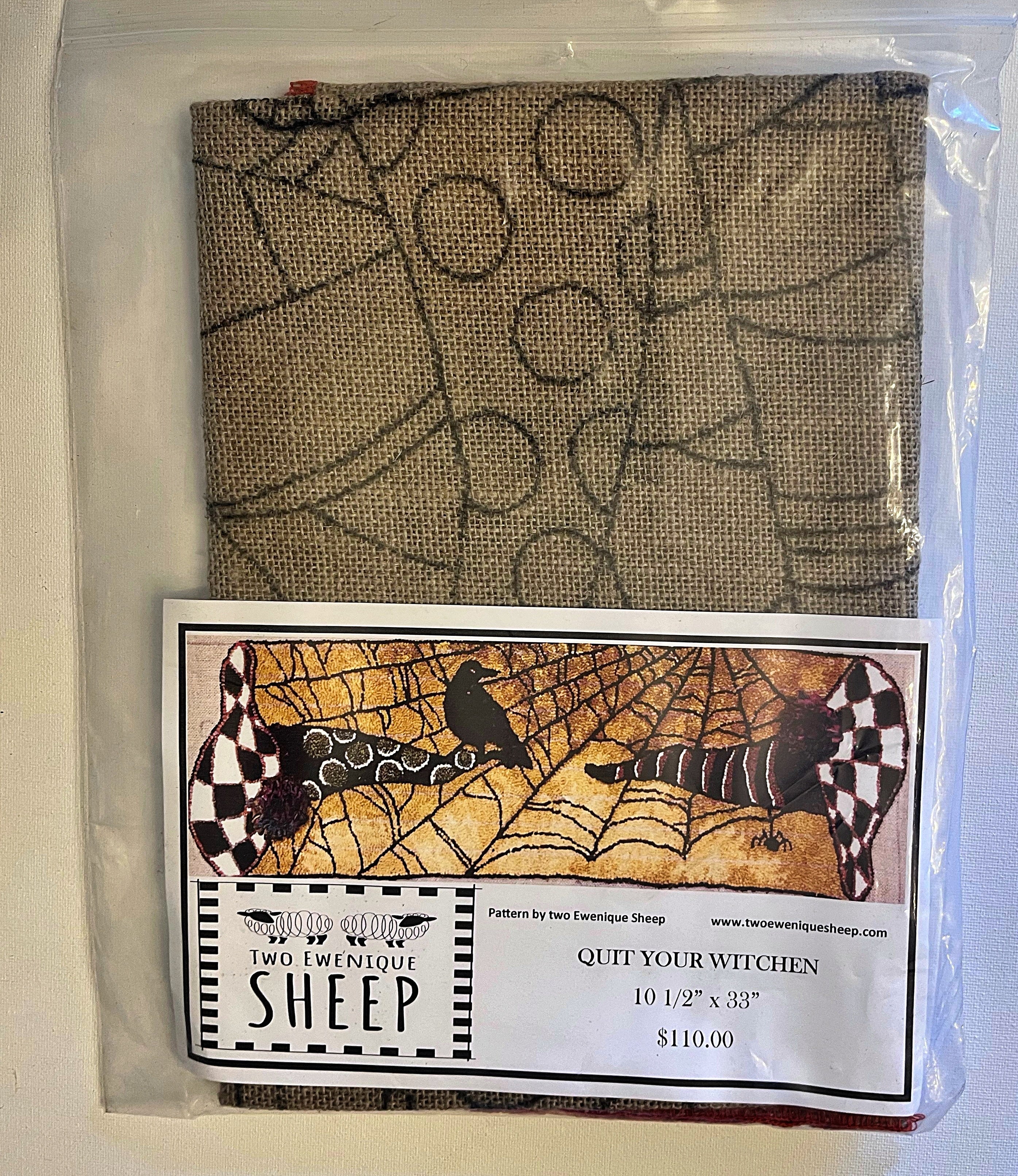 Quit Your Witchin, rug hooking pattern with photo