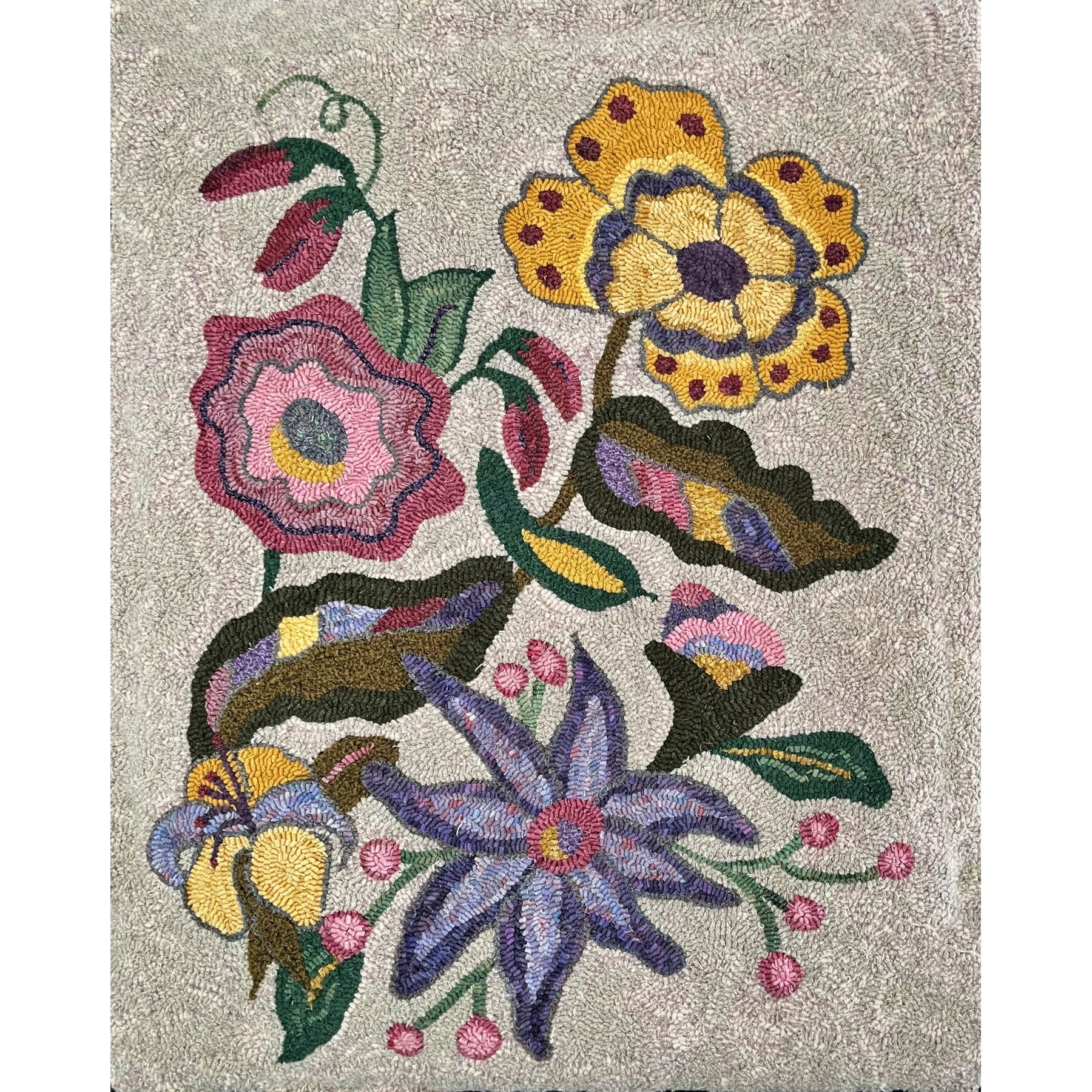 Low Country Garden - Right Panel, rug hooked by Dawn Hebert