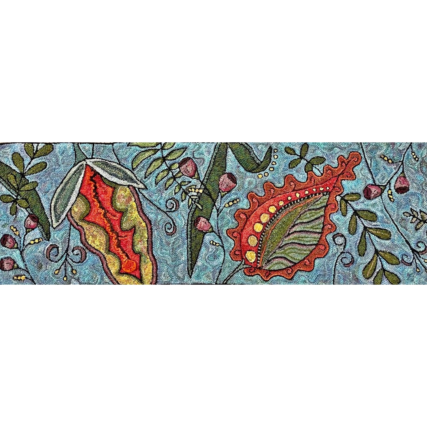 Leon's Jardin, rug hooked by Unknown