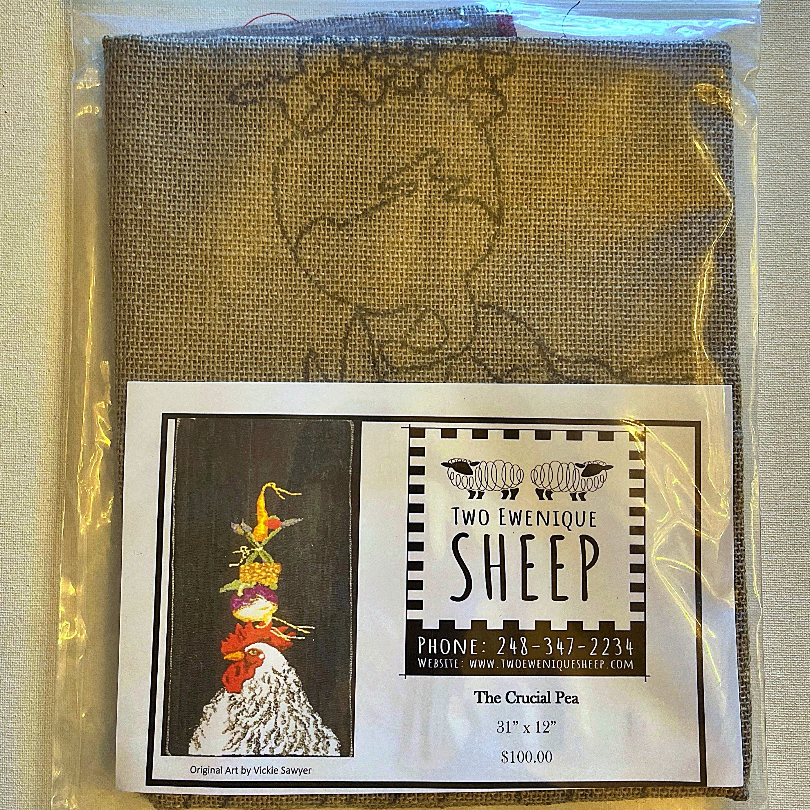 The Crucial Pea, rug hooking pattern with photo