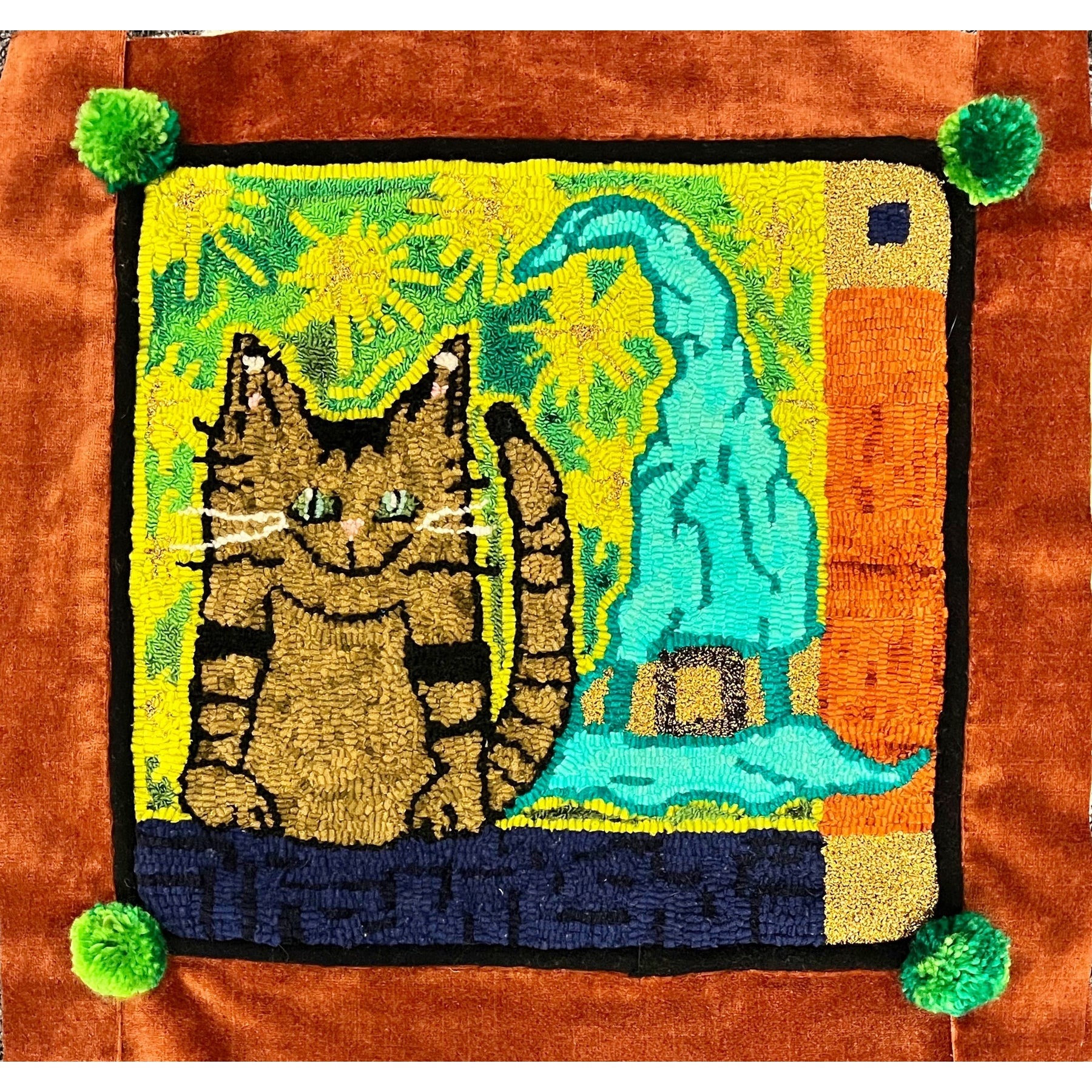 Mom's Home, rug hooked by Dennise