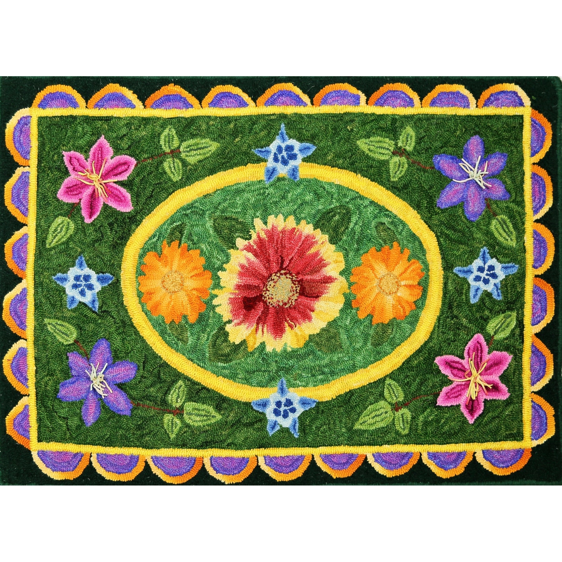 Fancy Flowers, rug hooked by John Leonard