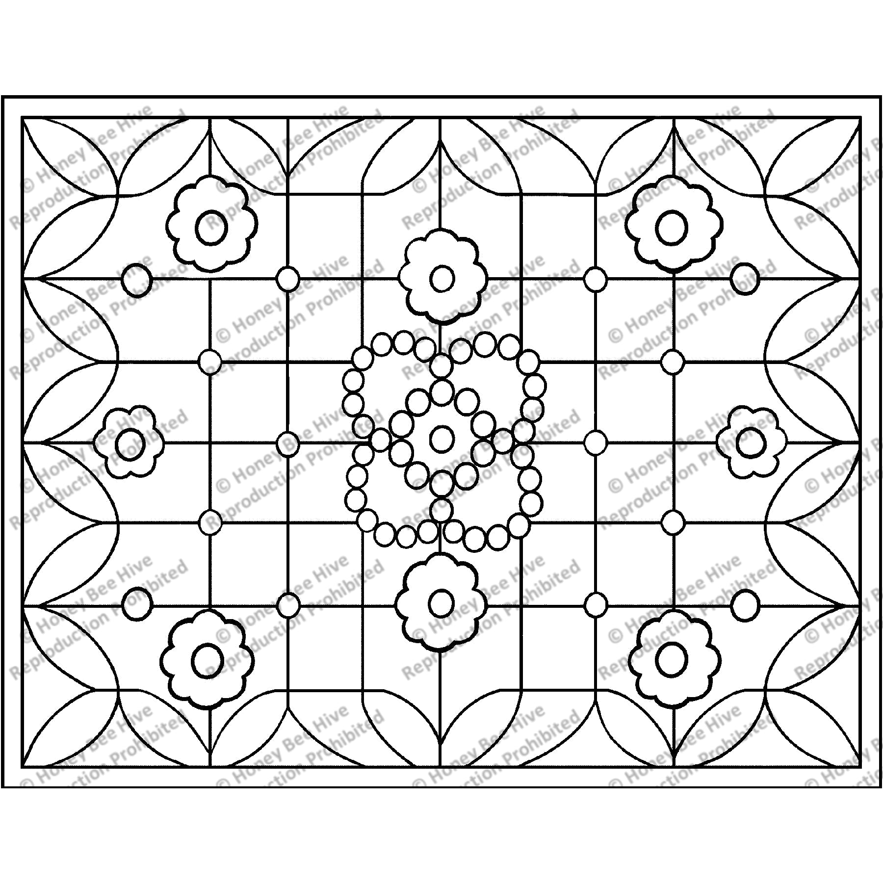 Cottage Garden Stained Glass, rug hooking pattern