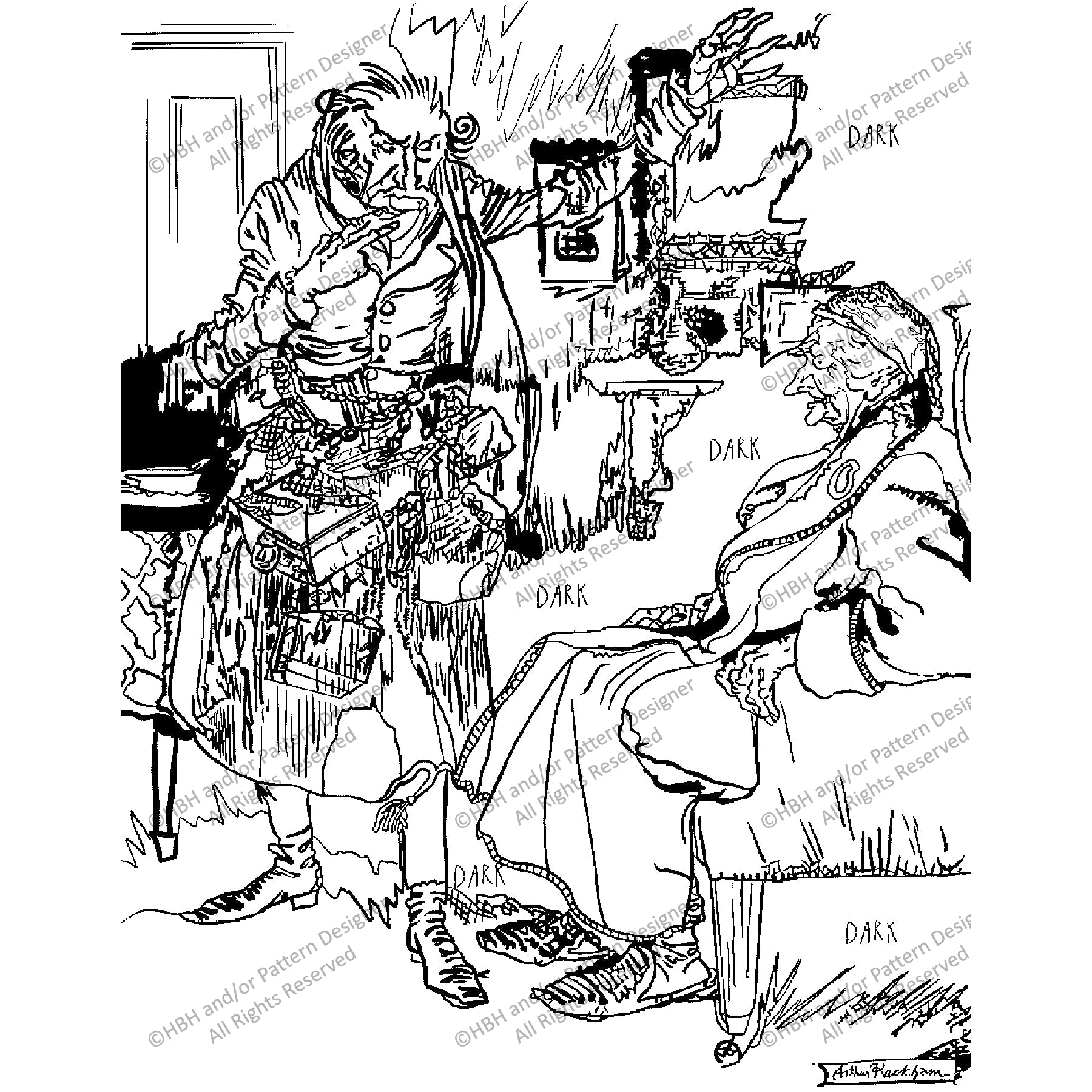 A Christmas Carol, Marley's Ghost, rug hooking pattern