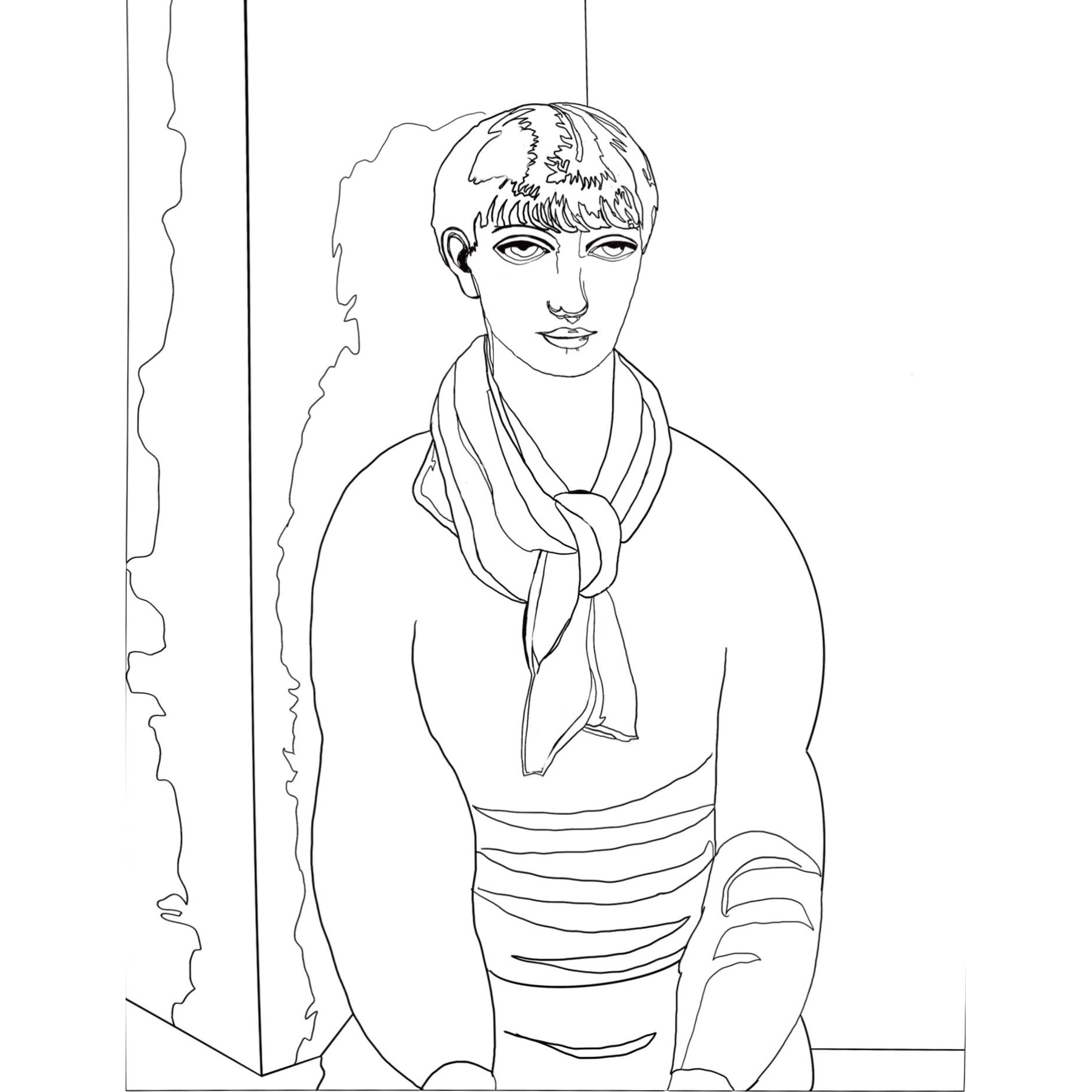 Kiki de Montparnasse by Moise Kisling, 1925, rug hooking pattern