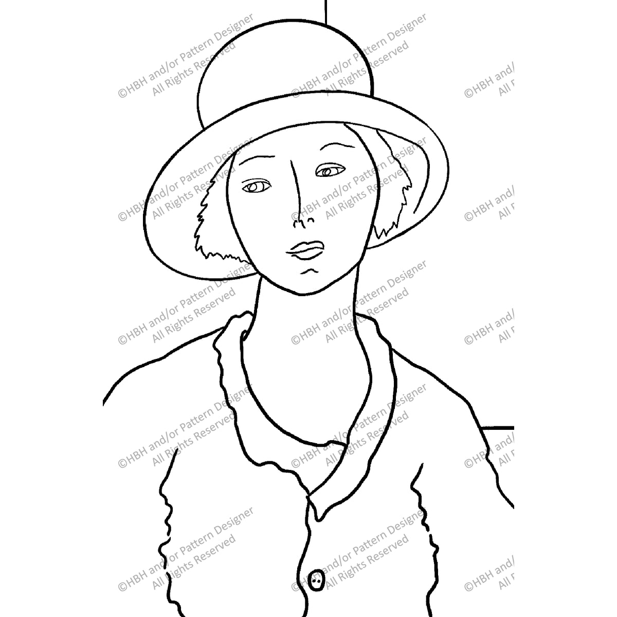 Portrait de Genevieve by Andre Derain, 1927, rug hooking pattern