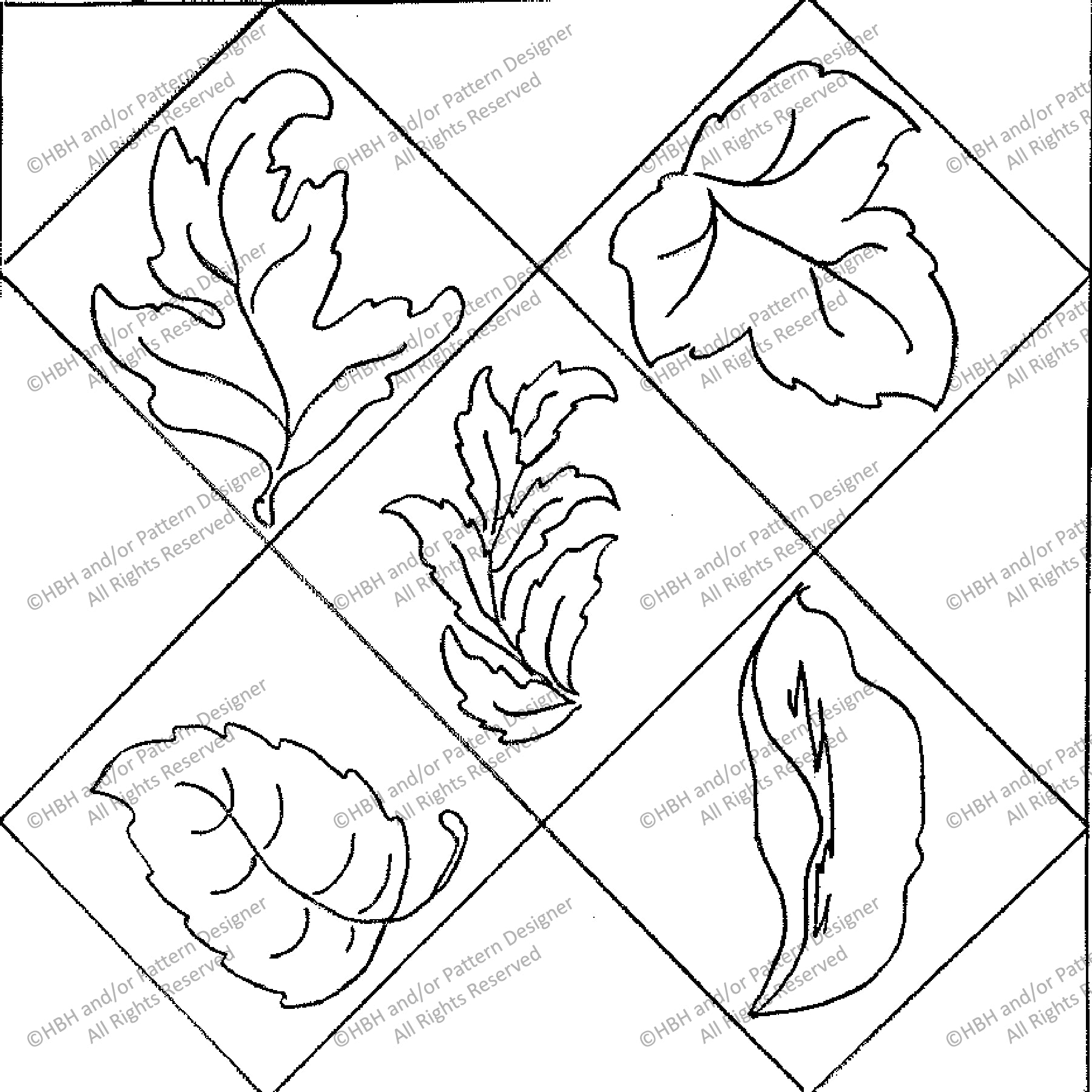 Leaves, rug hooking pattern