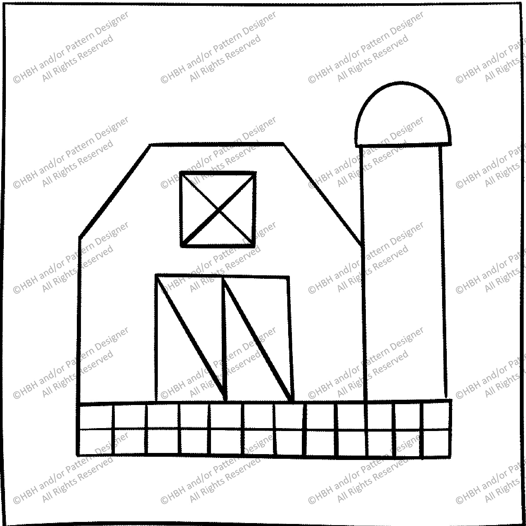 Town & Country Barn, rug hooking pattern