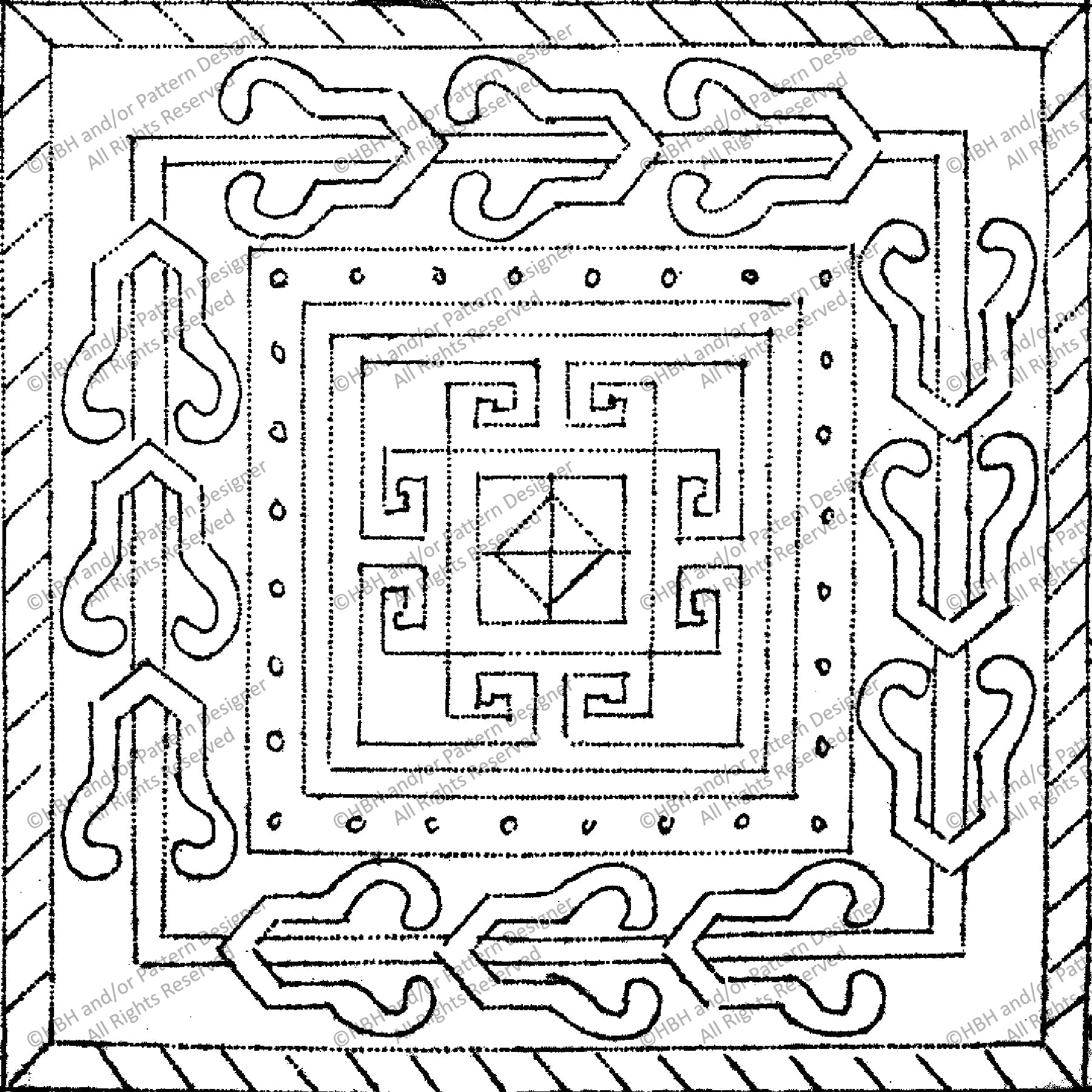 Turkish Tradition, rug hooking pattern