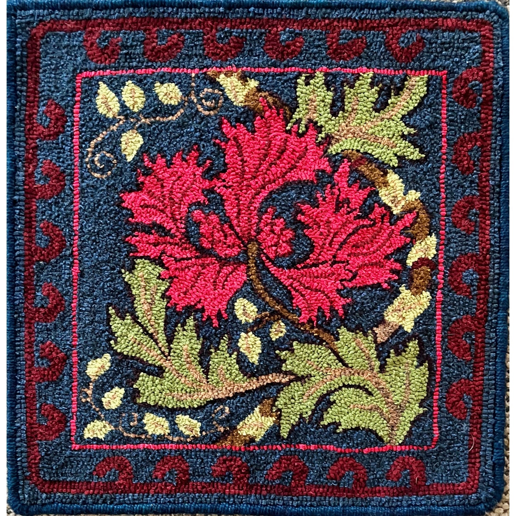 William Morris, rug hooked by Unknown