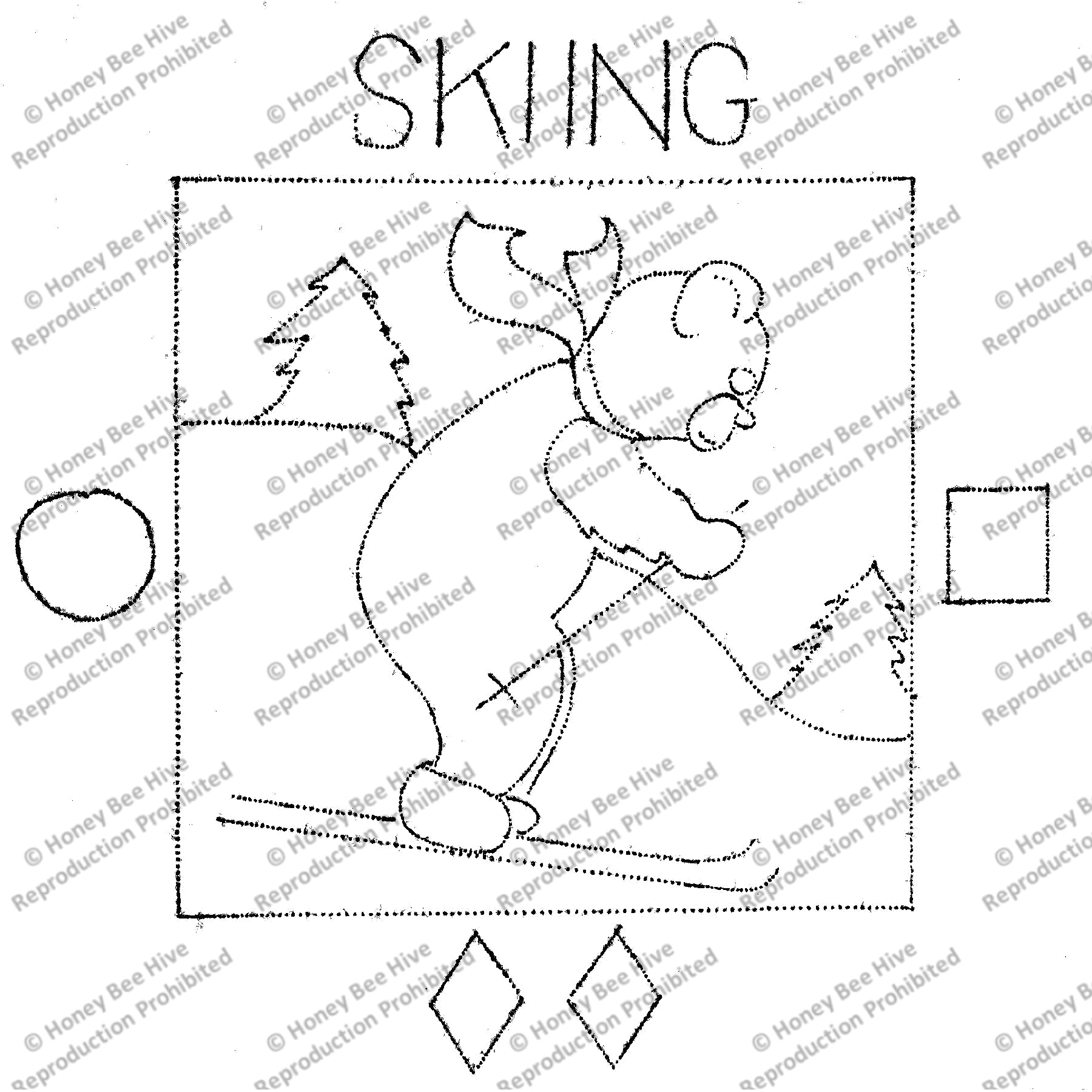Teddy - Skiing, rug hooking pattern