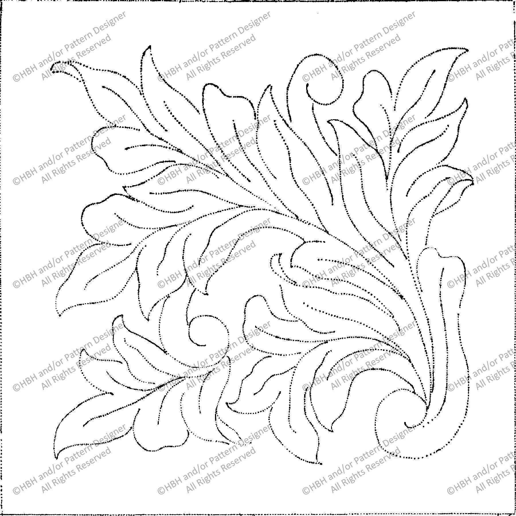 Leafy Scroll, rug hooking pattern