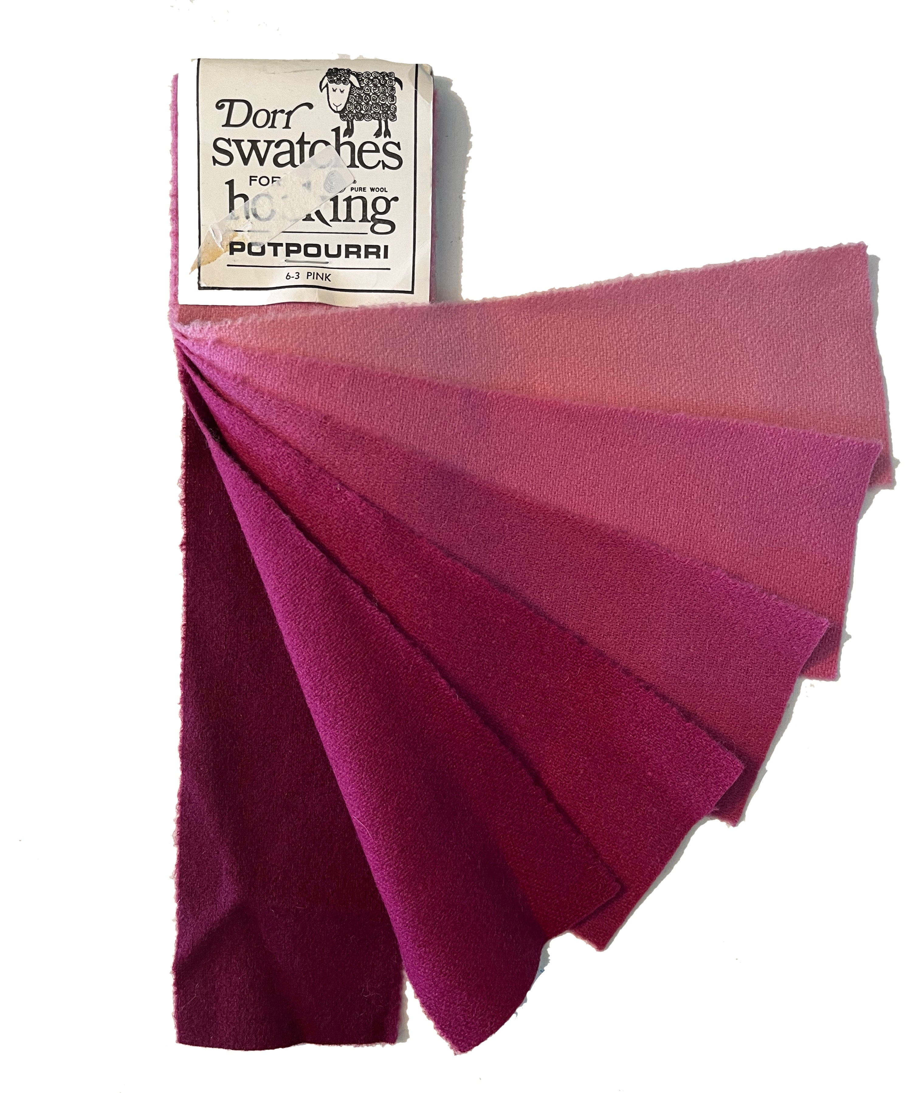 Pink 6-value Vintage Dorr Mill Swatch for Rug Hooking (6-3)