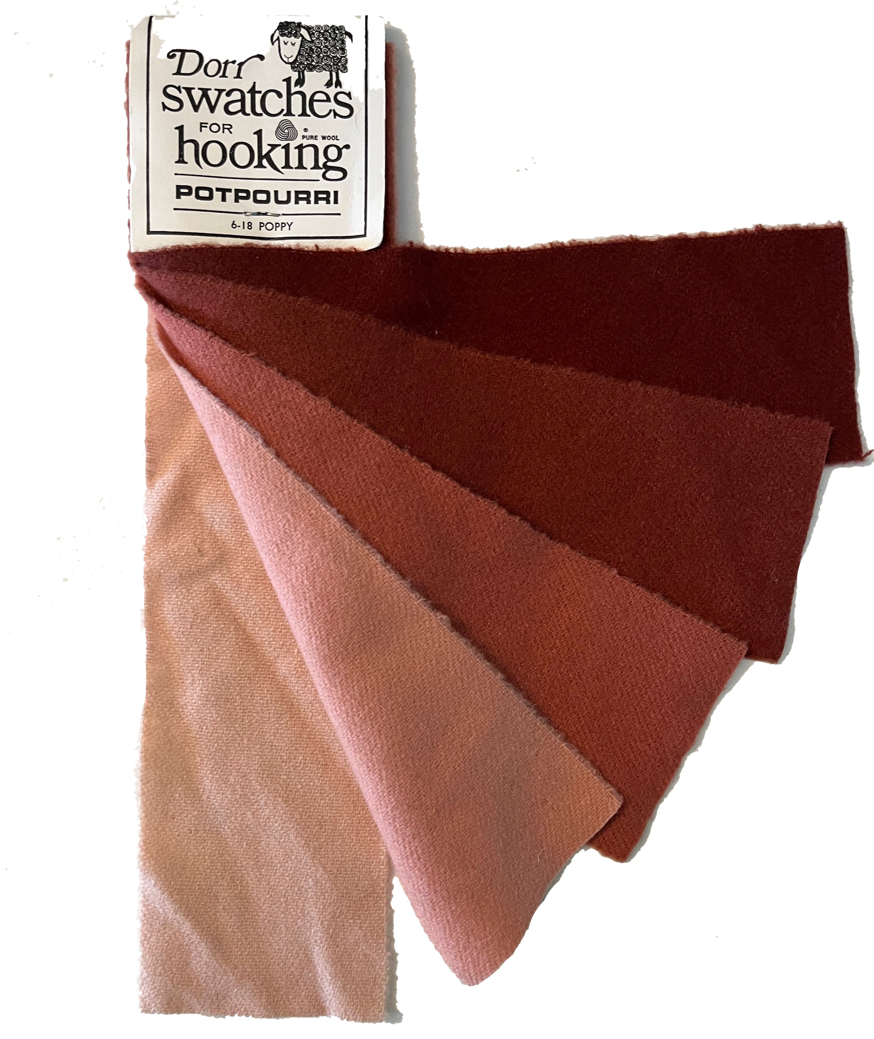 Poppy 5-value Vintage Dorr Mill Swatch for Rug Hooking (6-18)