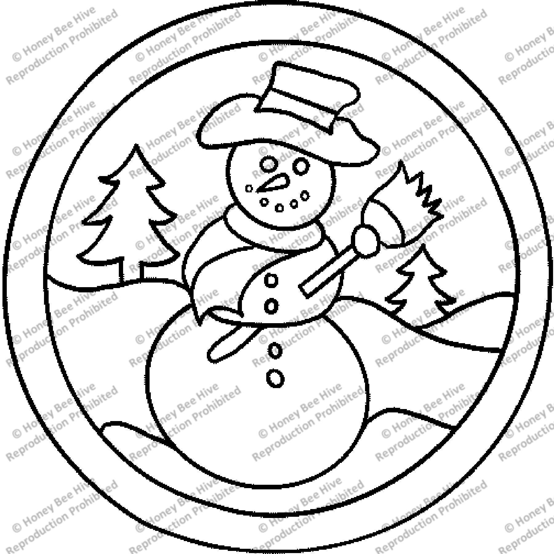 Snowman, rug hooking pattern