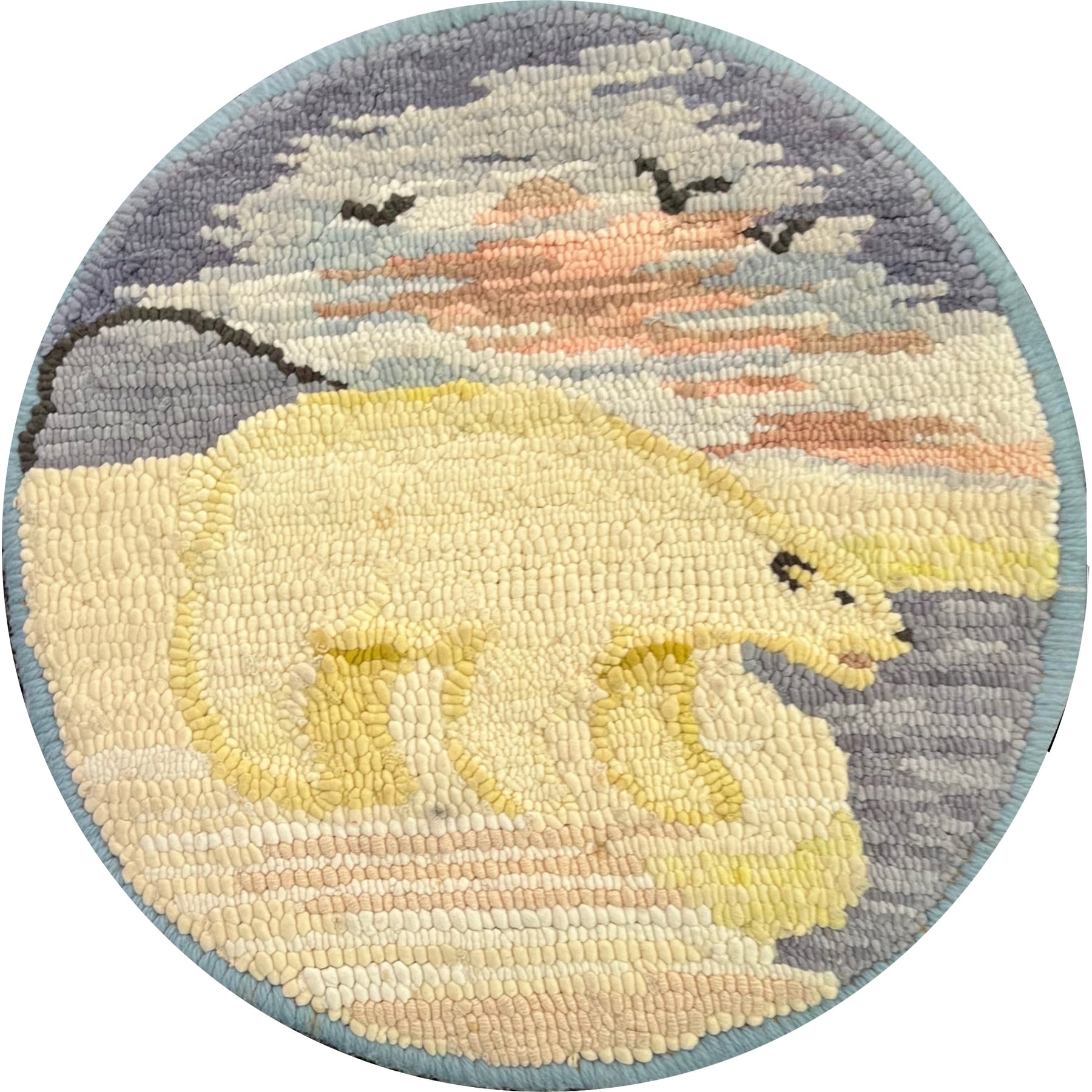 Polar Bear, rug hooked by Alma Coia