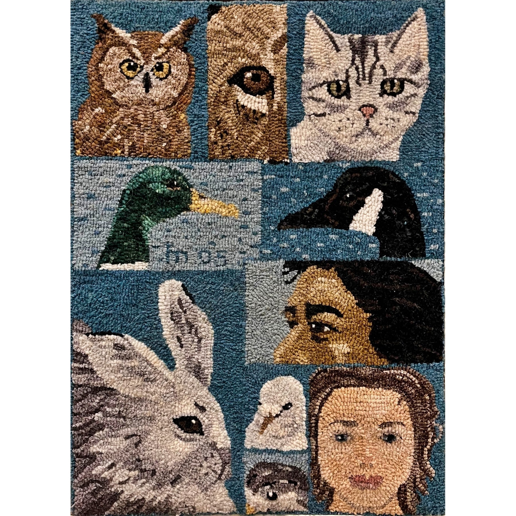 Eyes, rug hooked by Linda Gillen