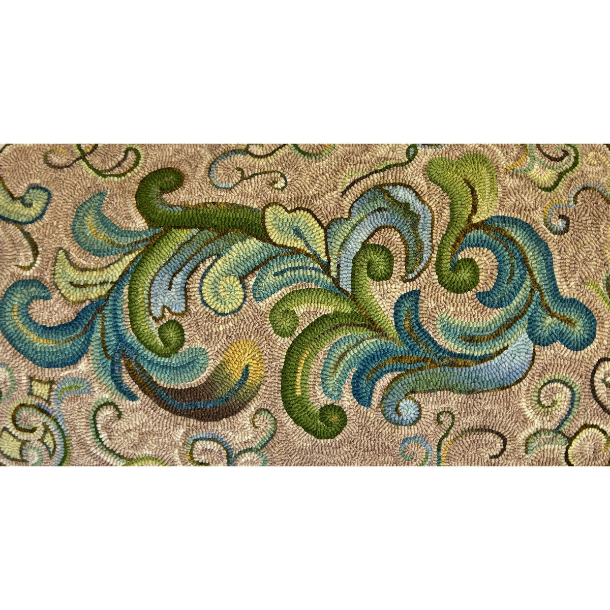 Victorian Scroll, rug hooked by Kori Brooks