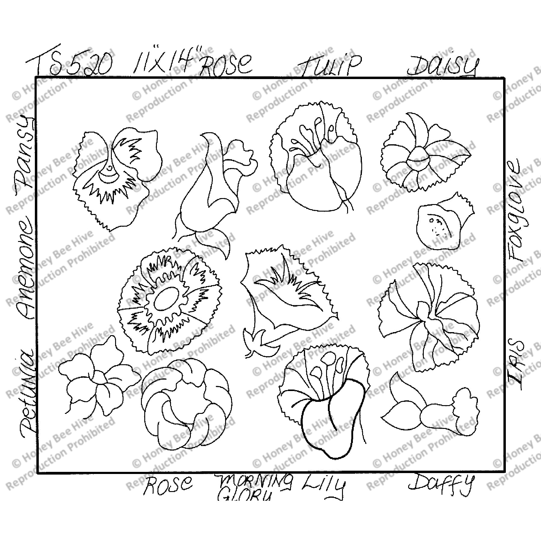 Flower Center, rug hooking pattern