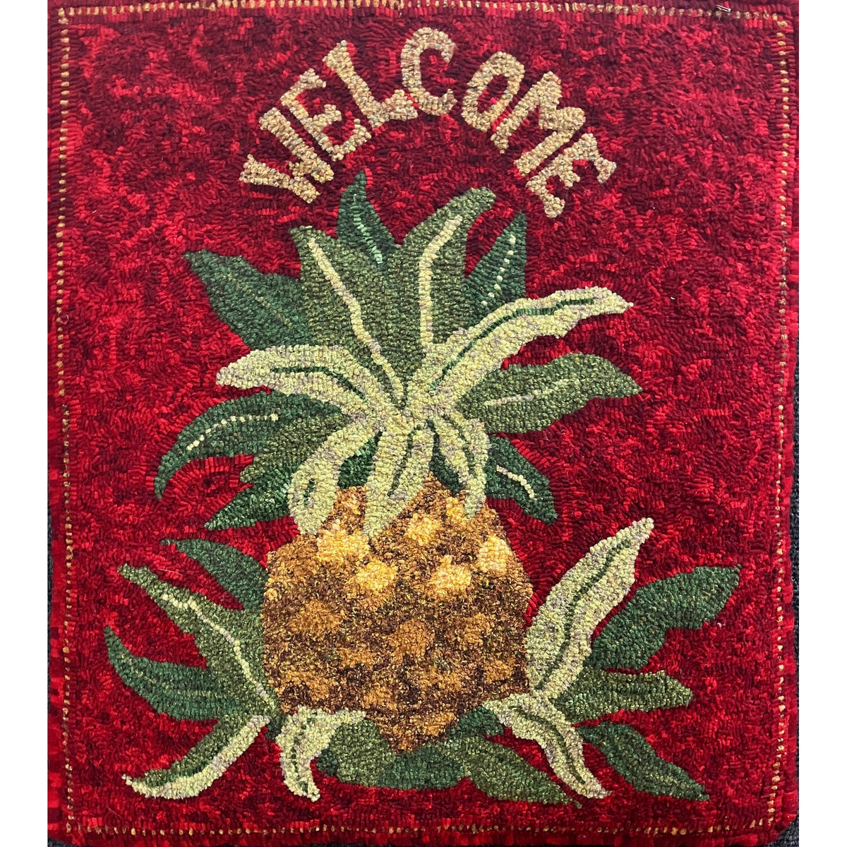 Hospitality Pineapple, rug hooked by Rita Thomas