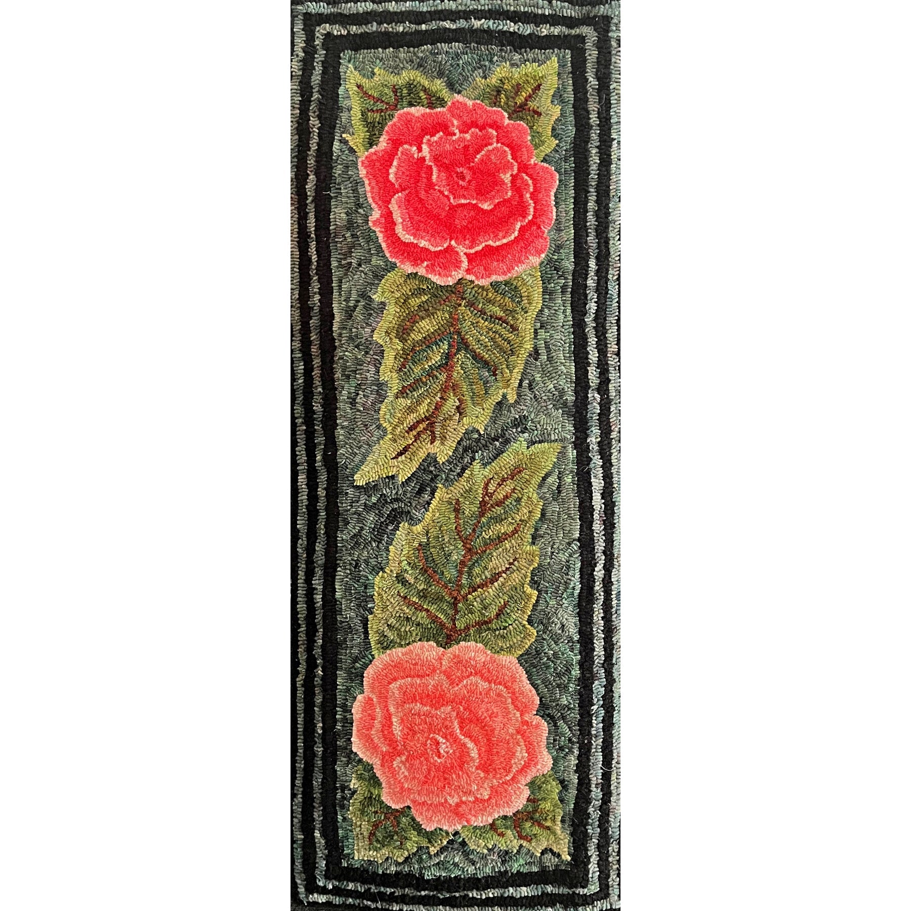 Reunion Rose, rug hooked by Melissa Town