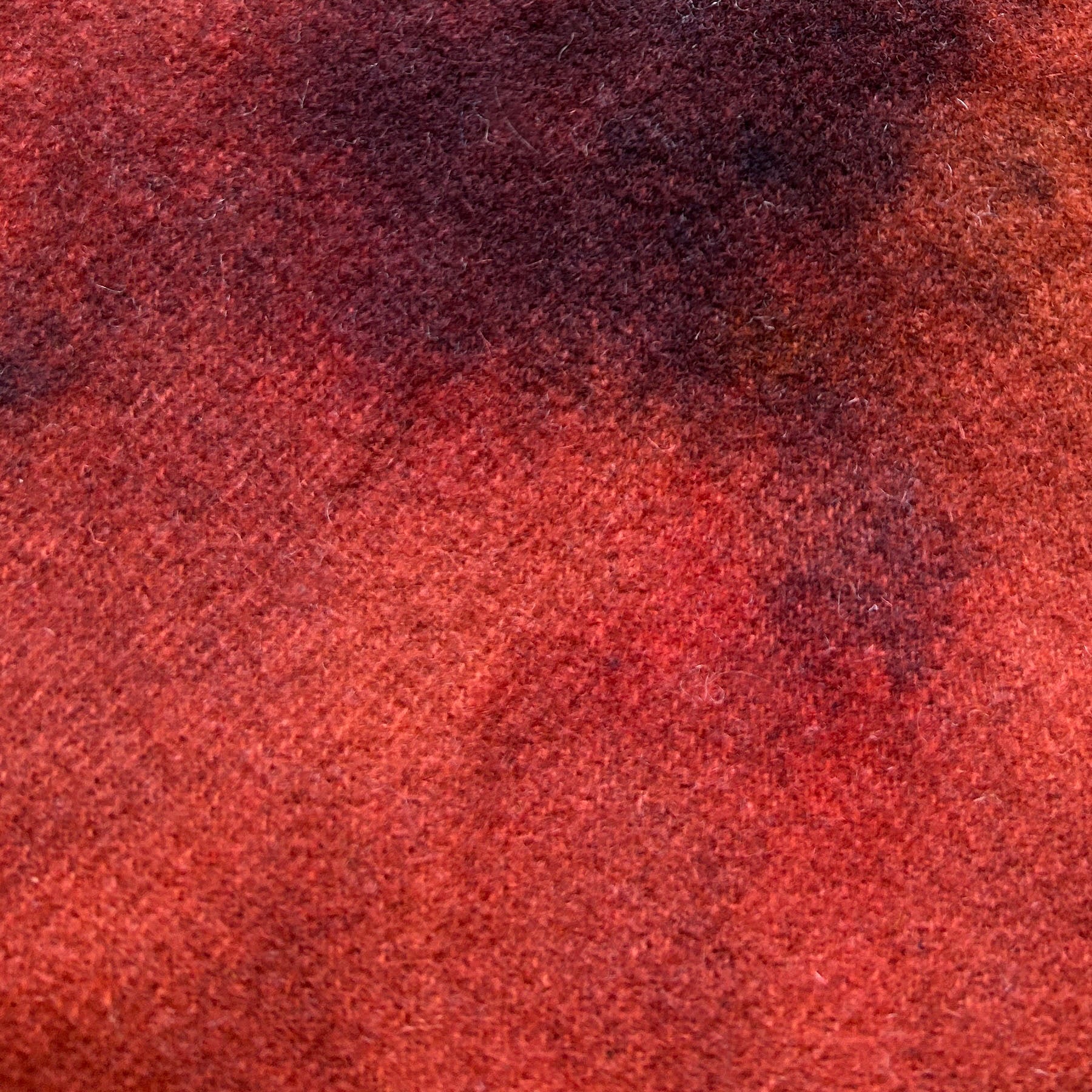 Red-Orange Ice Dye - cdb Studios Hand Dyed Wool for Rug Hooking