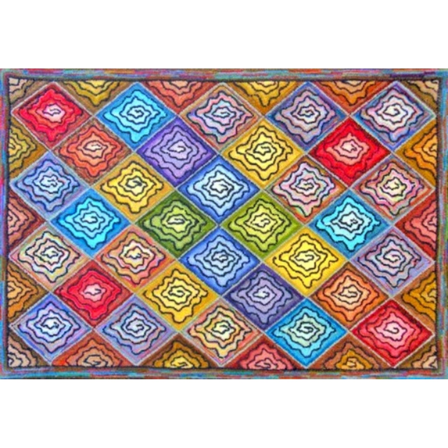 Quaint, rug hooked by Karen Maddox