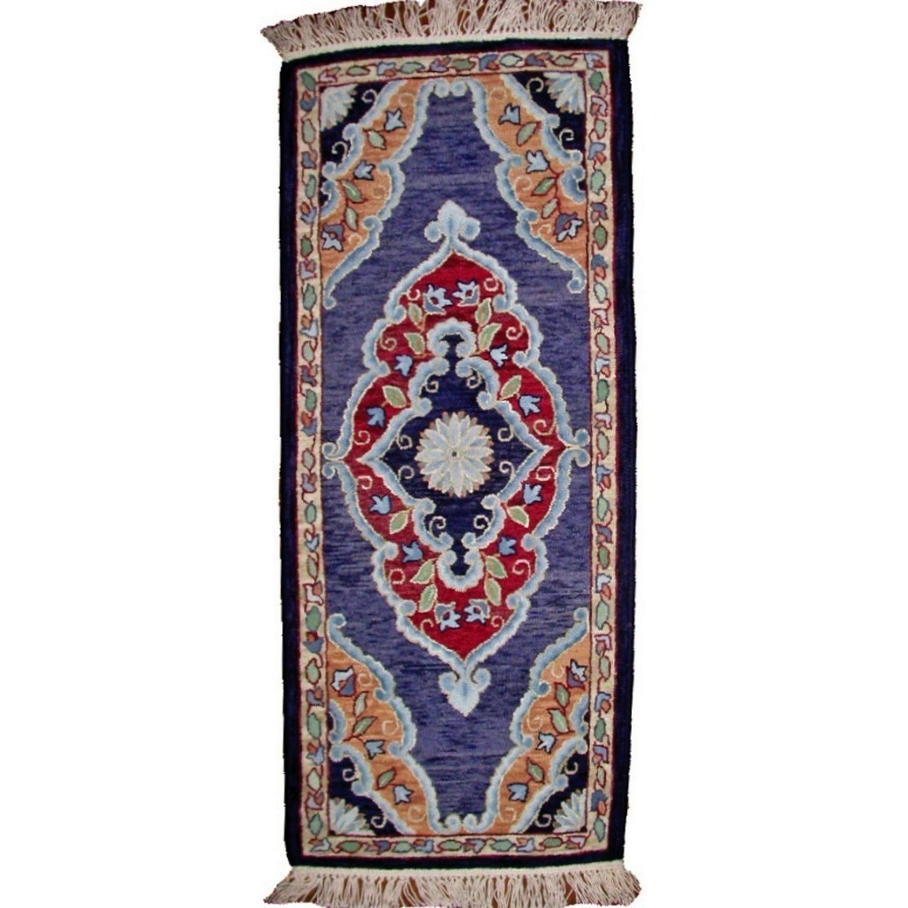Kerman Bench, rug hooked by Elizabeth Marino