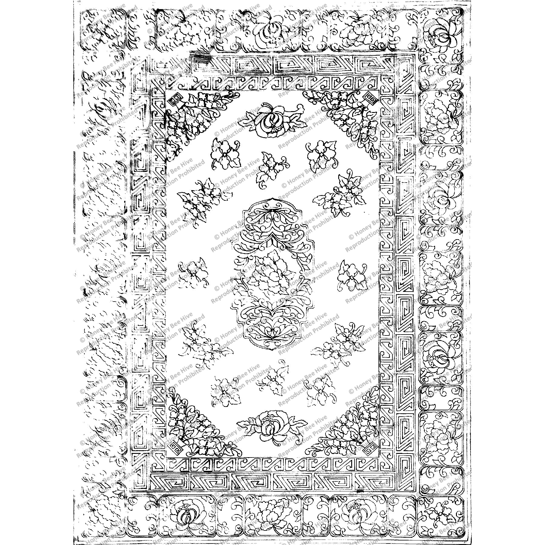 Chinese Rhapsody, rug hooking pattern