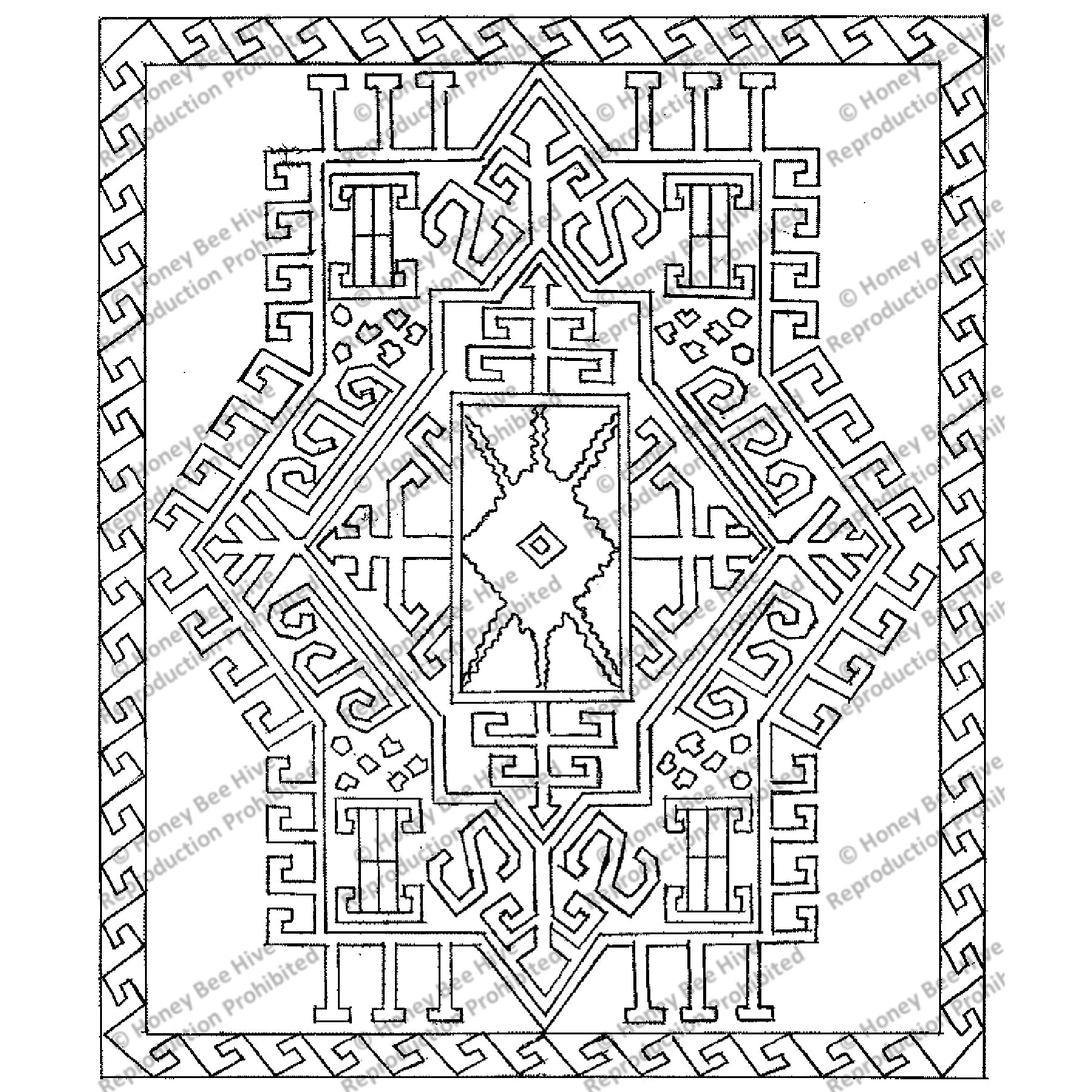 Latch-Hook Medallion, rug hooking pattern